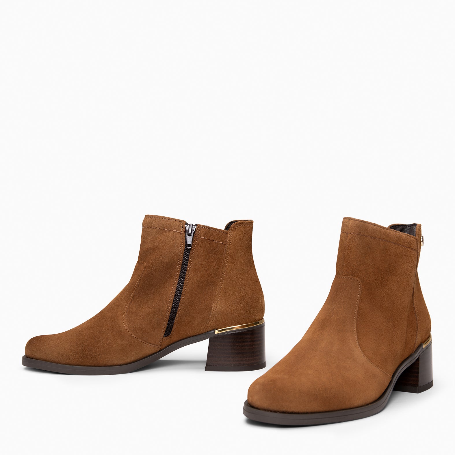 NIXIE - Bottines à talon moyen en daim hydrofuge CAMEL