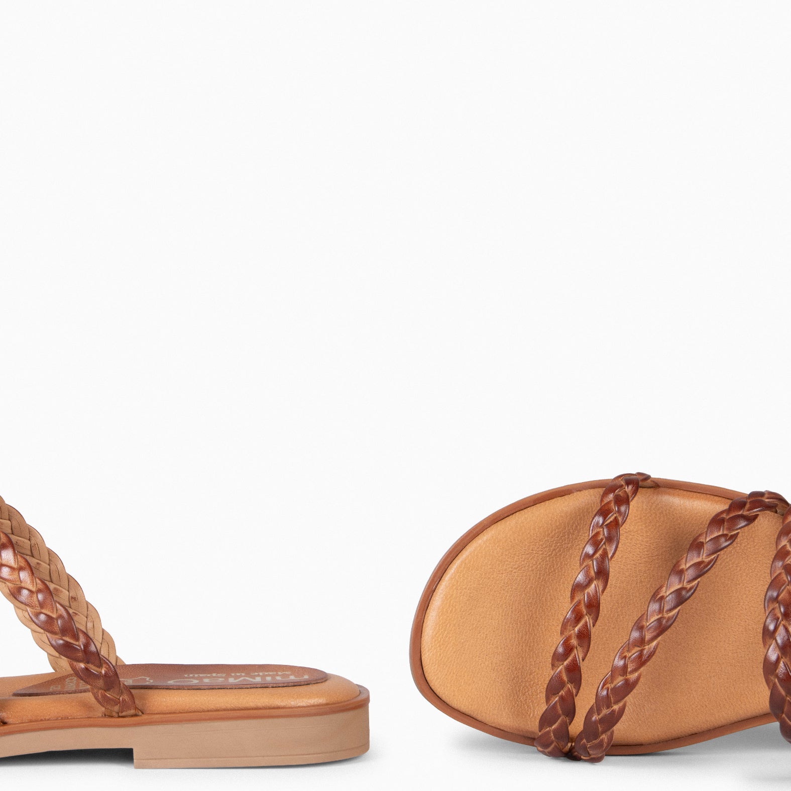 HIDRA - Sandalias planas trenzadas CAMEL - miMaO ®