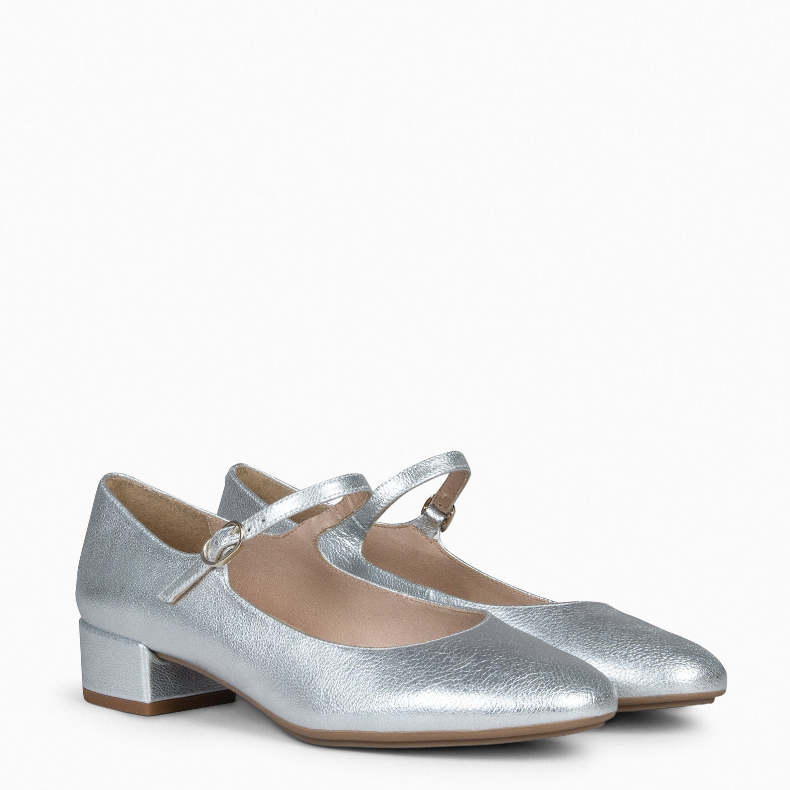 NORA – SILVER Mary-Janes with low heel 