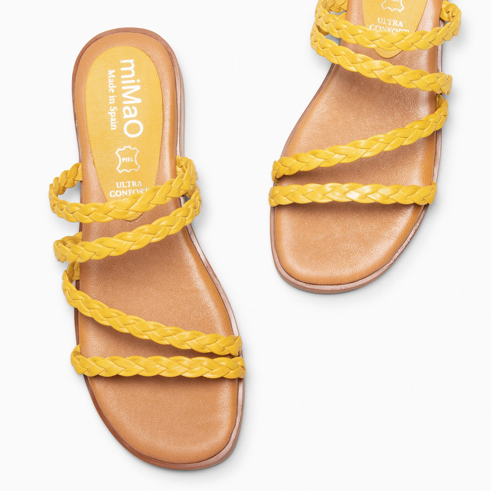 HIDRA - Sandalias planas trenzadas AMARILLO