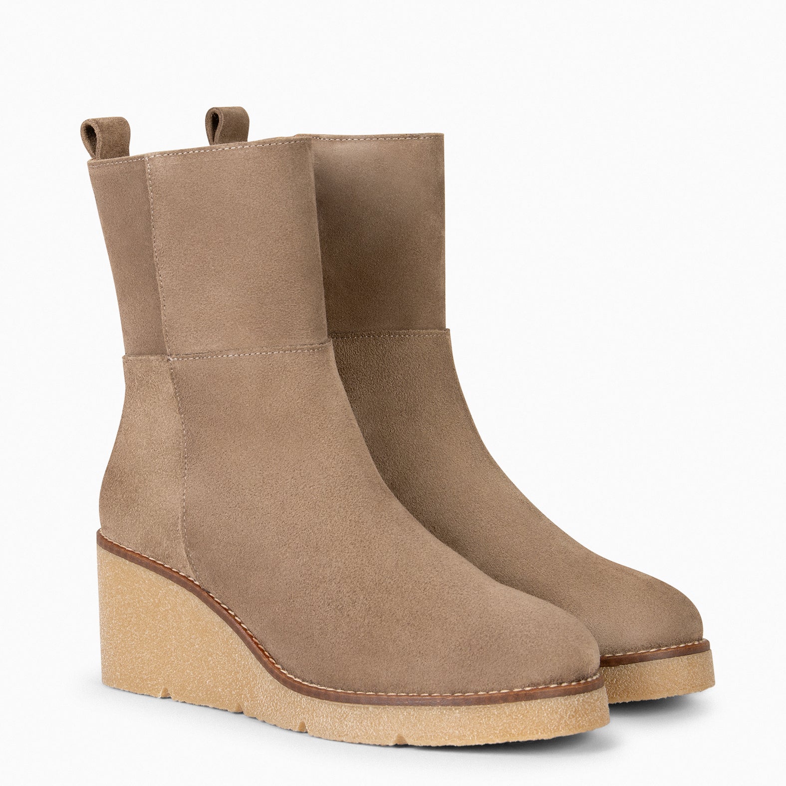 NUK - Bottines à talon compensé TAUPE