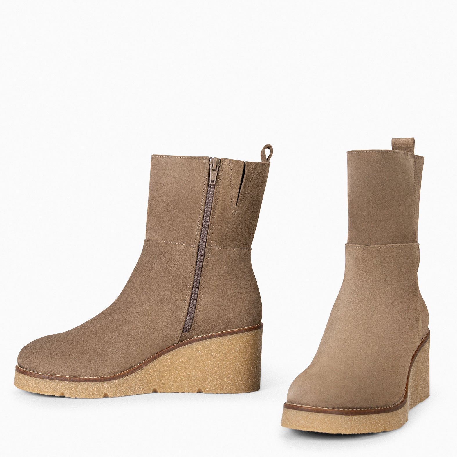 NUK - Bottines à talon compensé TAUPE