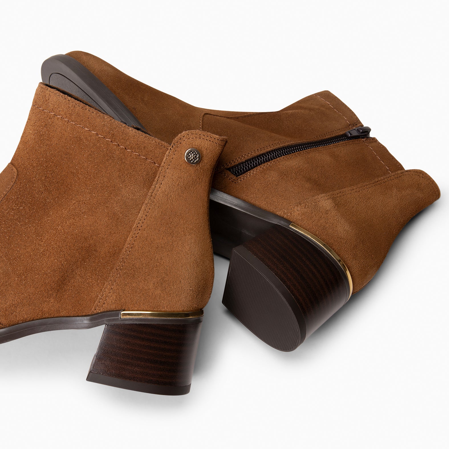 NIXIE - Bottines à talon moyen en daim hydrofuge CAMEL