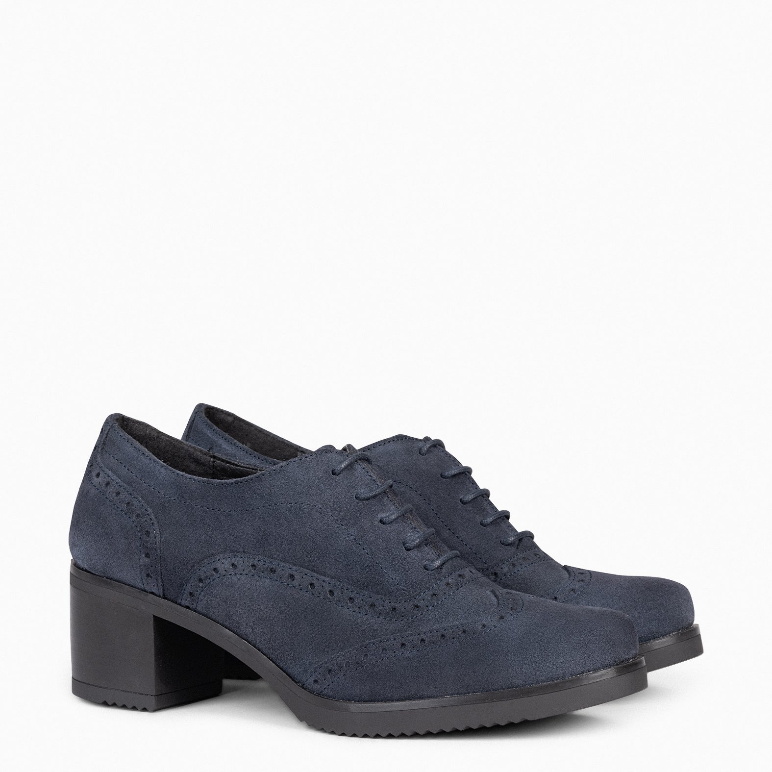 OXFORD Blucher pour femme talon BLEU MARINE