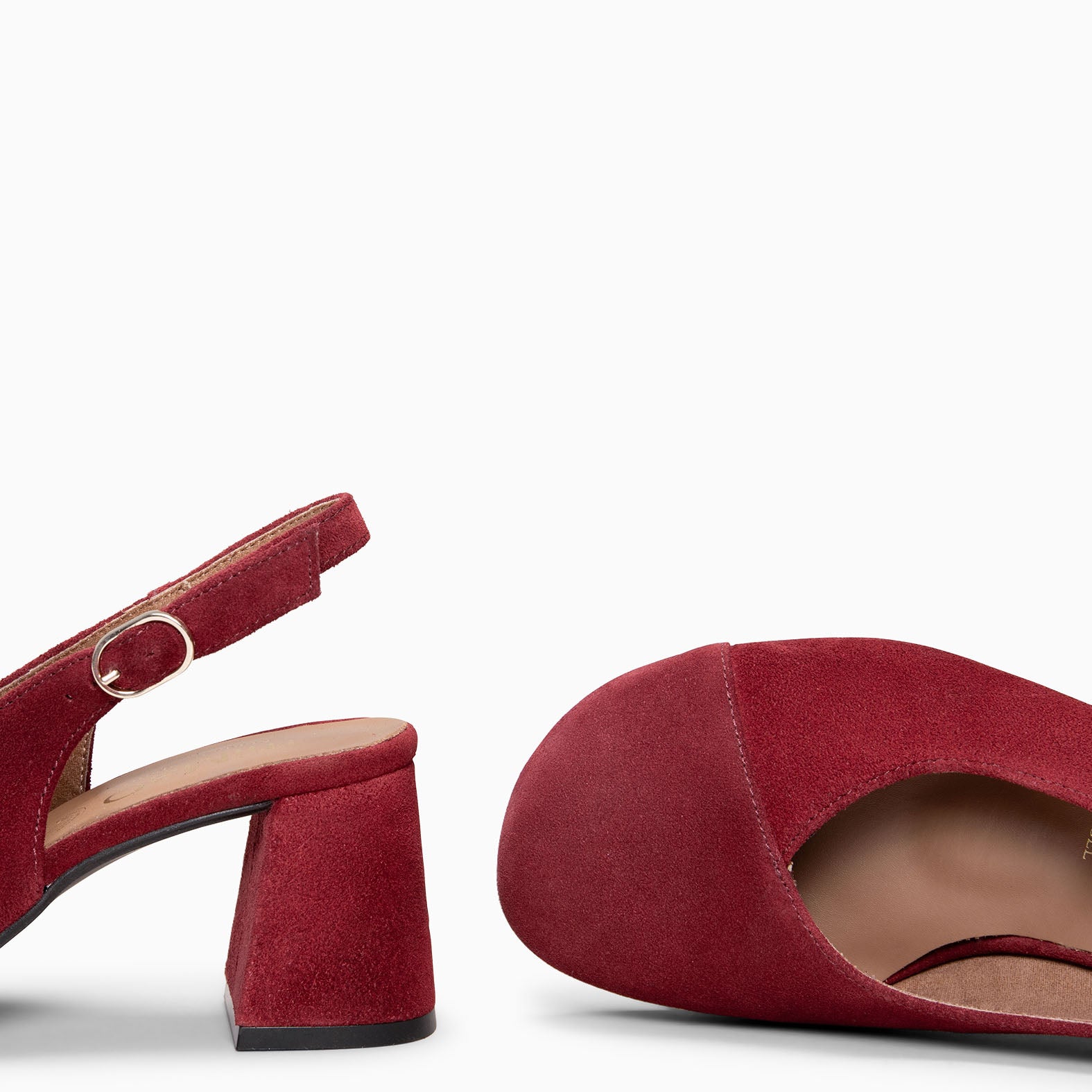 VEGA – BURGUNDY sling-back wide heeled