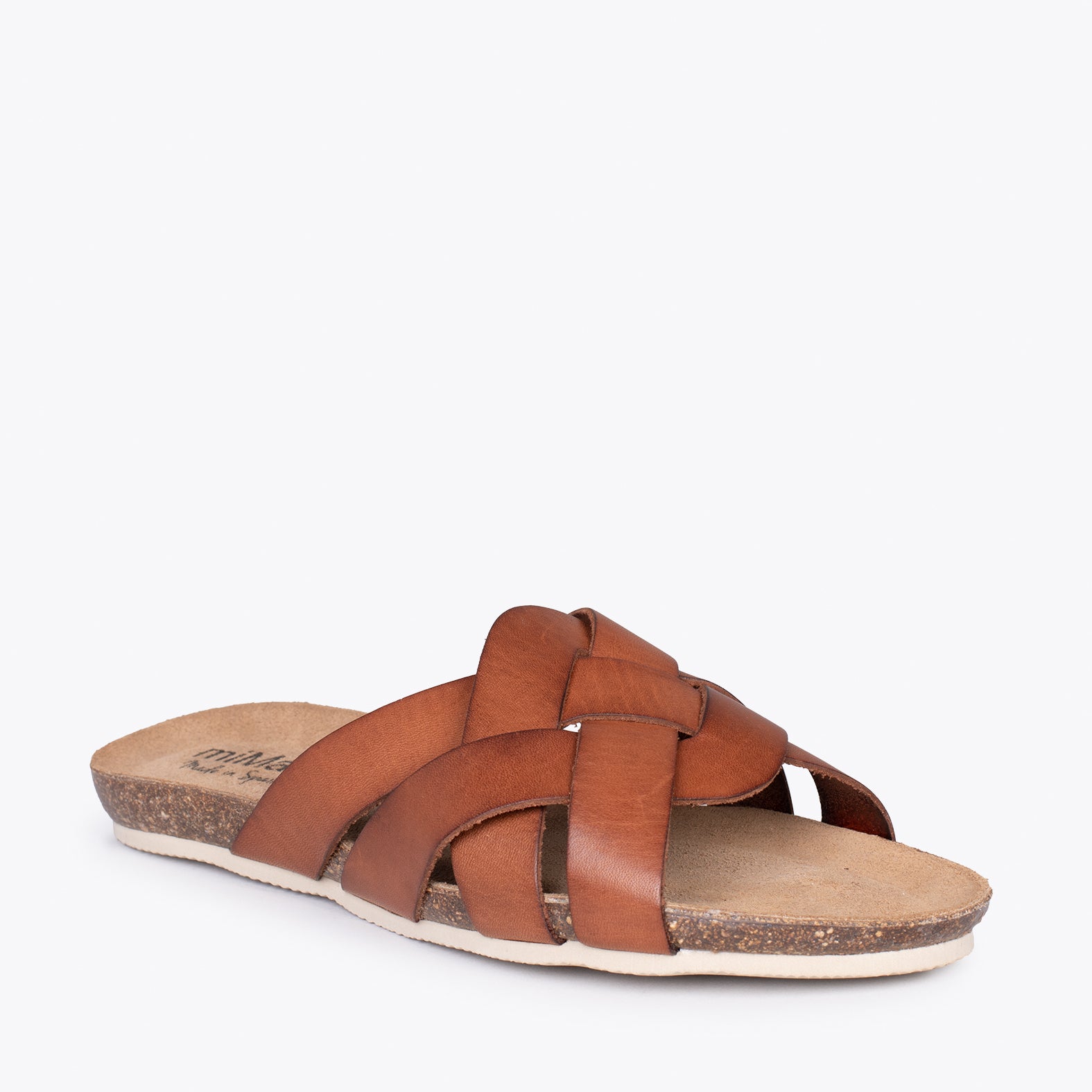 DALIA – Sandales plates en couleur CAMEL