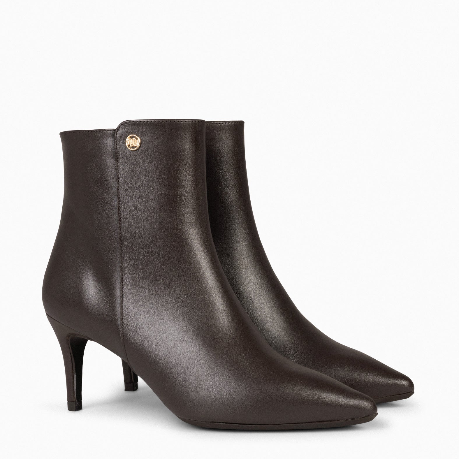 NIGHT Bottines Elegantes de cuir Napa avec talon aiguille MARRON miMaO