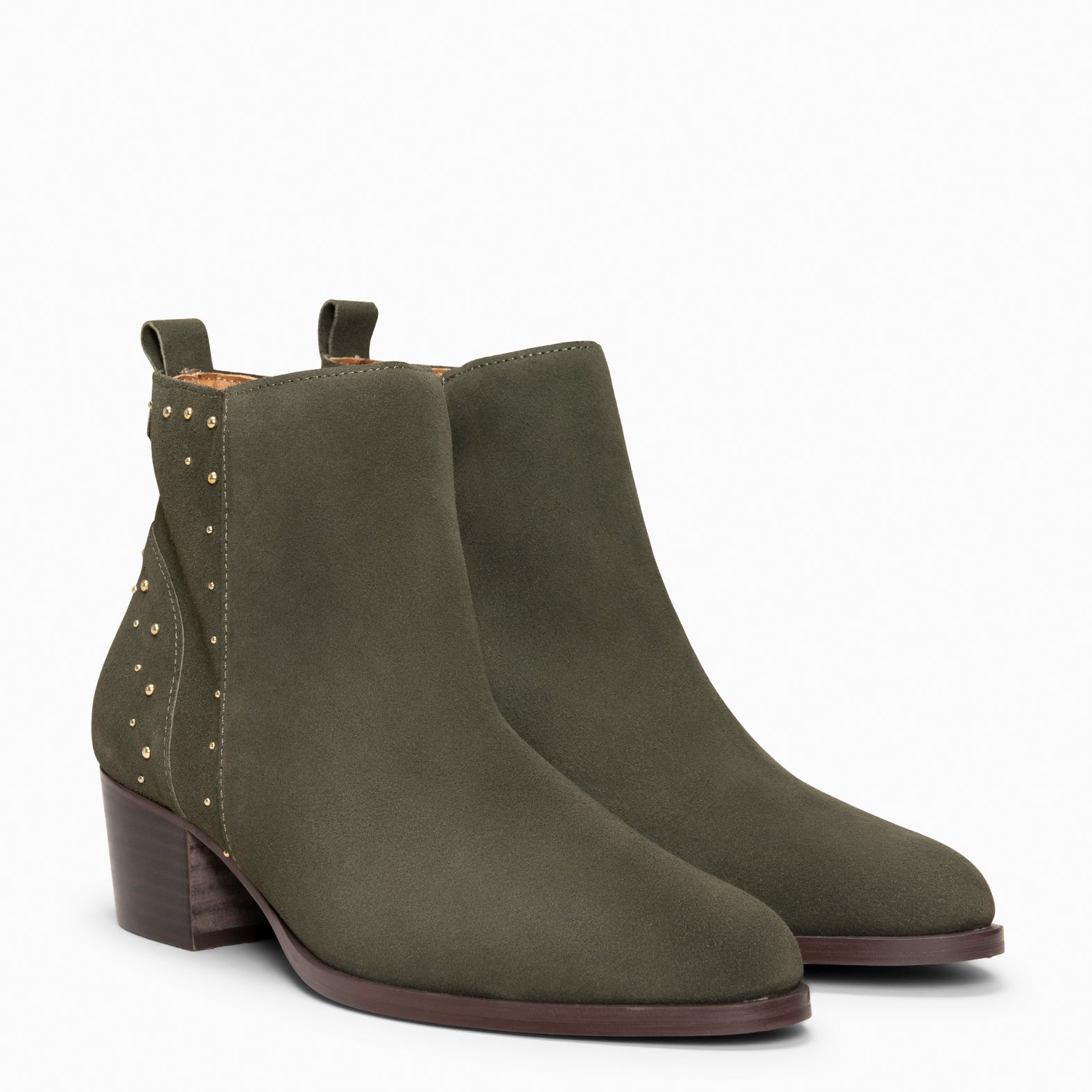 DUSTY – Botines de serraje con tachas VERDE
