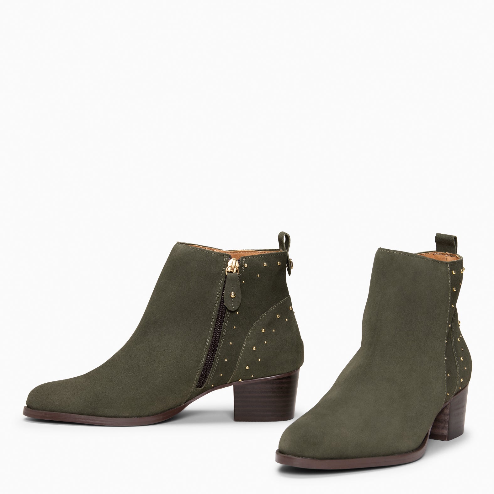 DUSTY – Botines de serraje con tachas VERDE