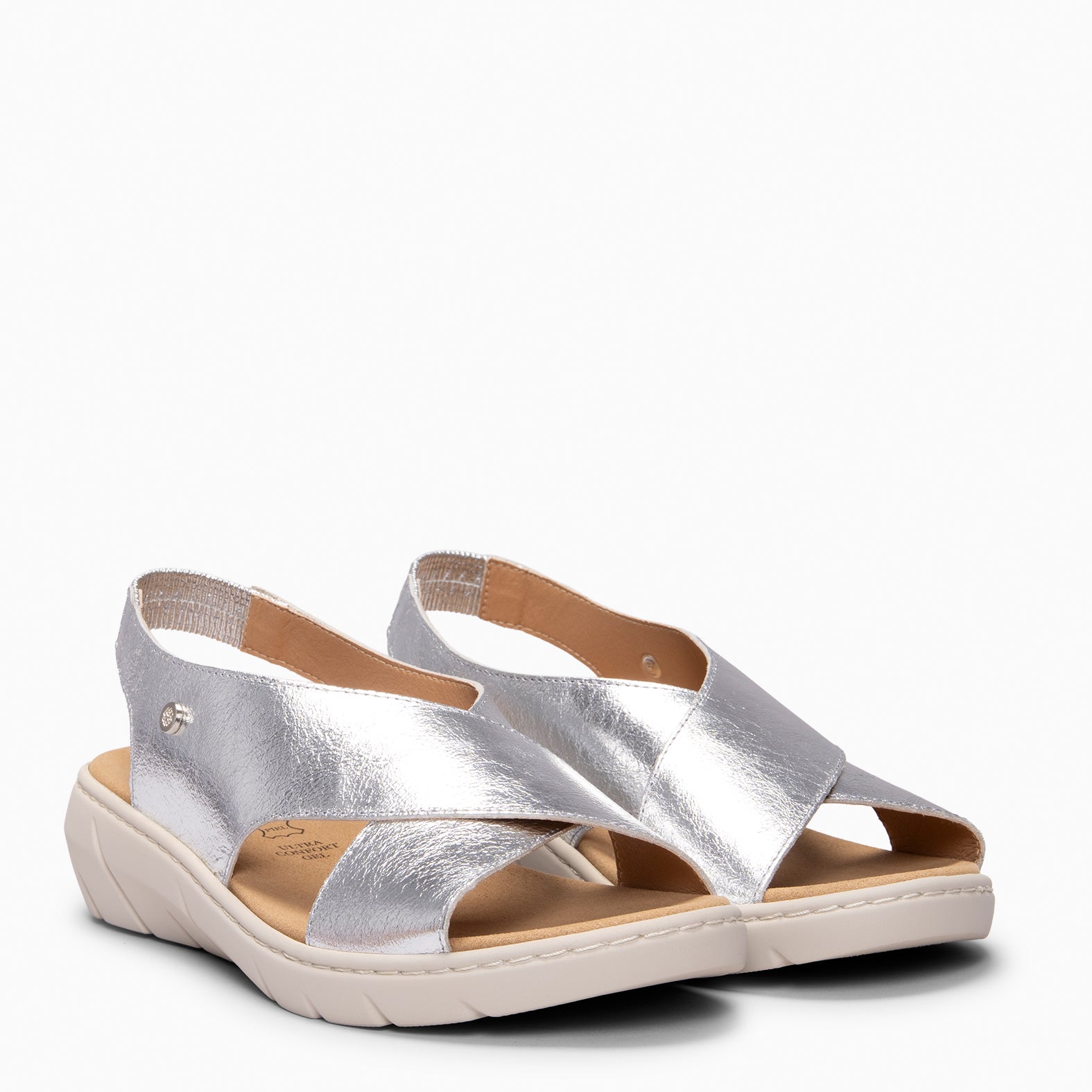 LUPÉ - Sandalias destalonadas con plantilla extraíble PLATA