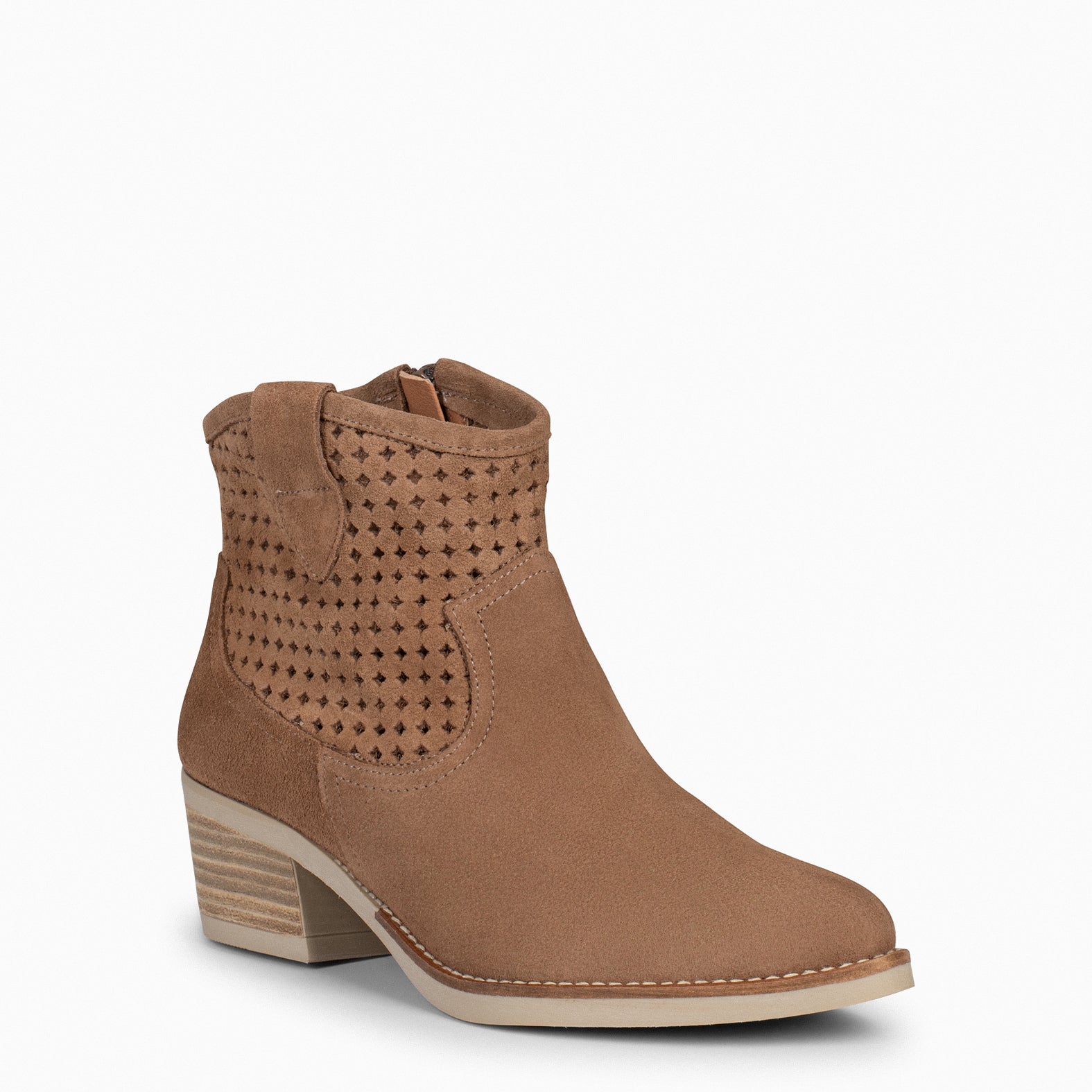  HOUSTON – TAUPE cowboy booties with heel