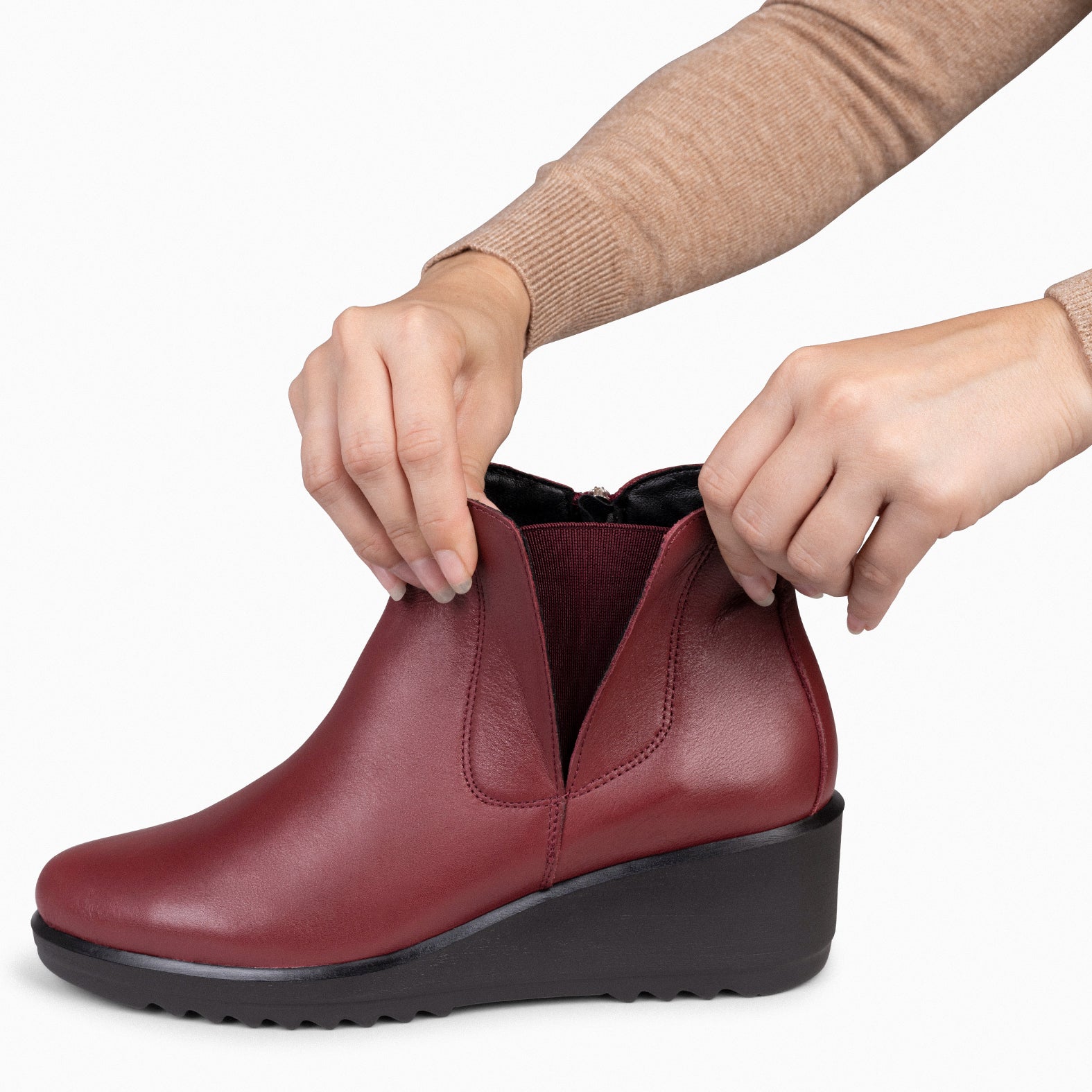 Burgundy on sale wedge booties