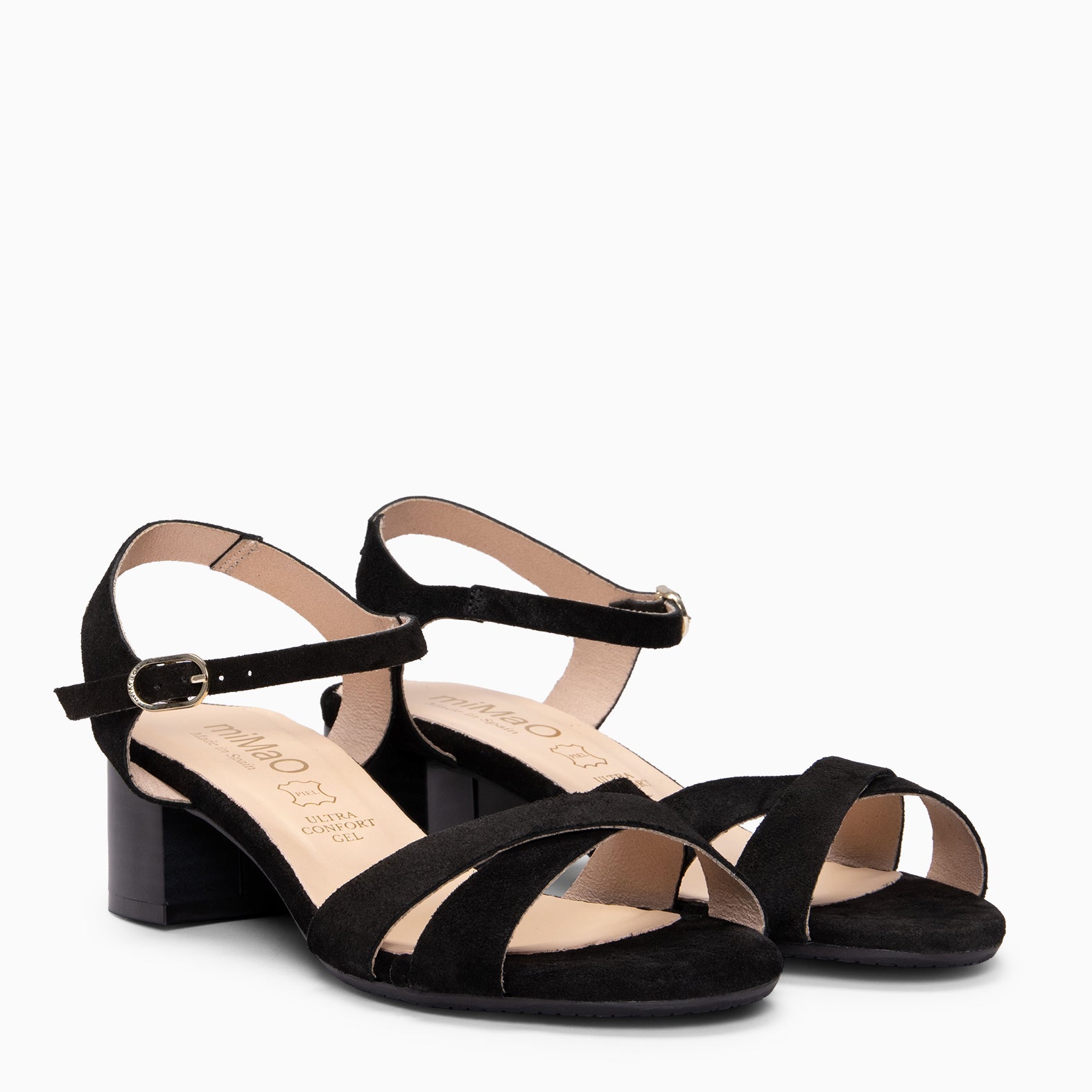 ORIANA - Sandalias de tacón de ante NEGRO