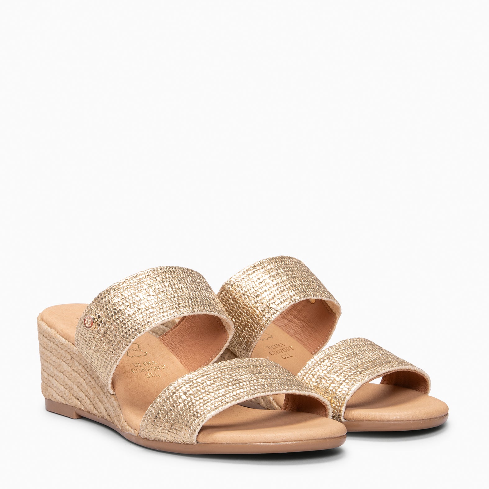 LIRA - Mules de cuña de esparto PLATINO