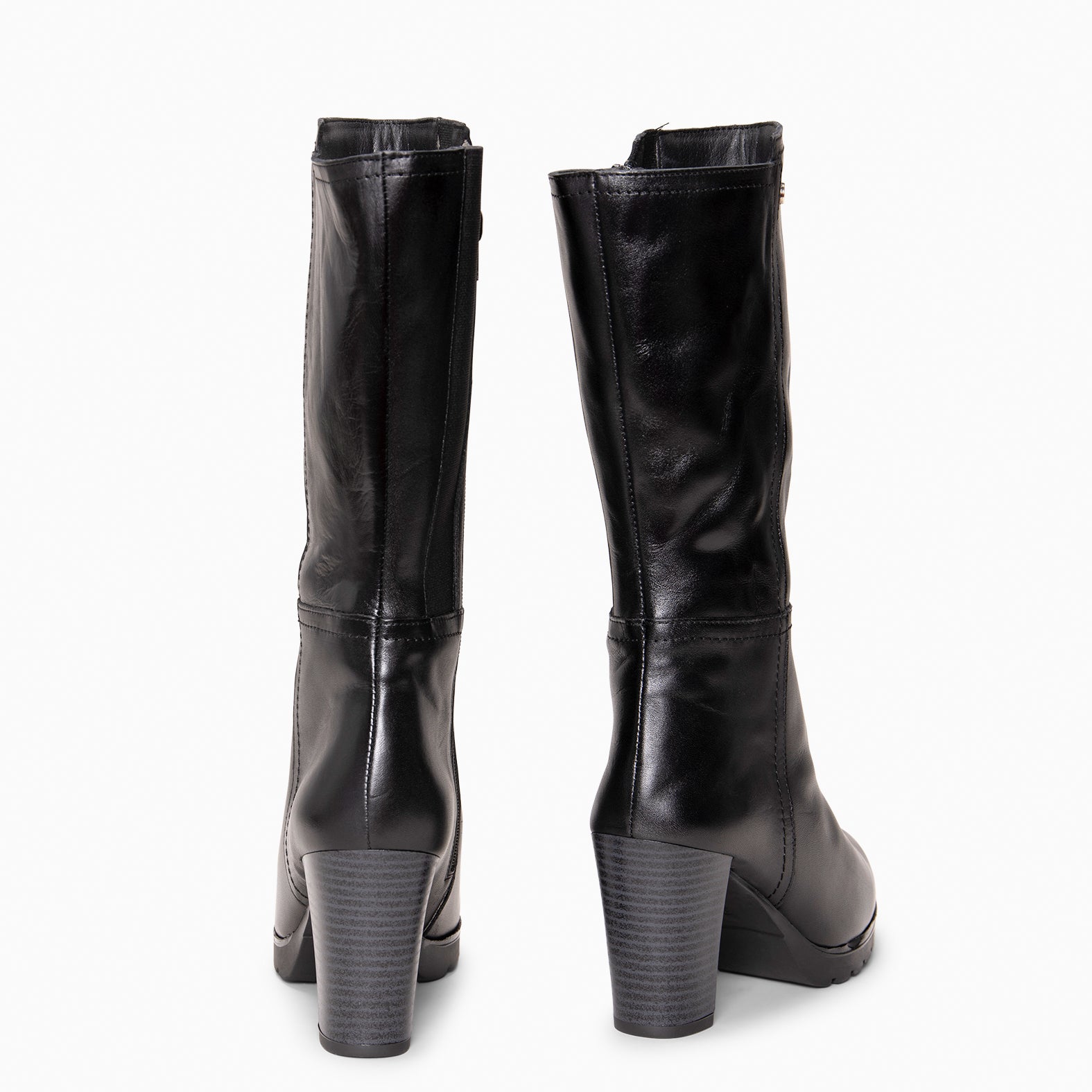 ARIANA XL - Botas de tacón y plataforma altas de piel NEGRO