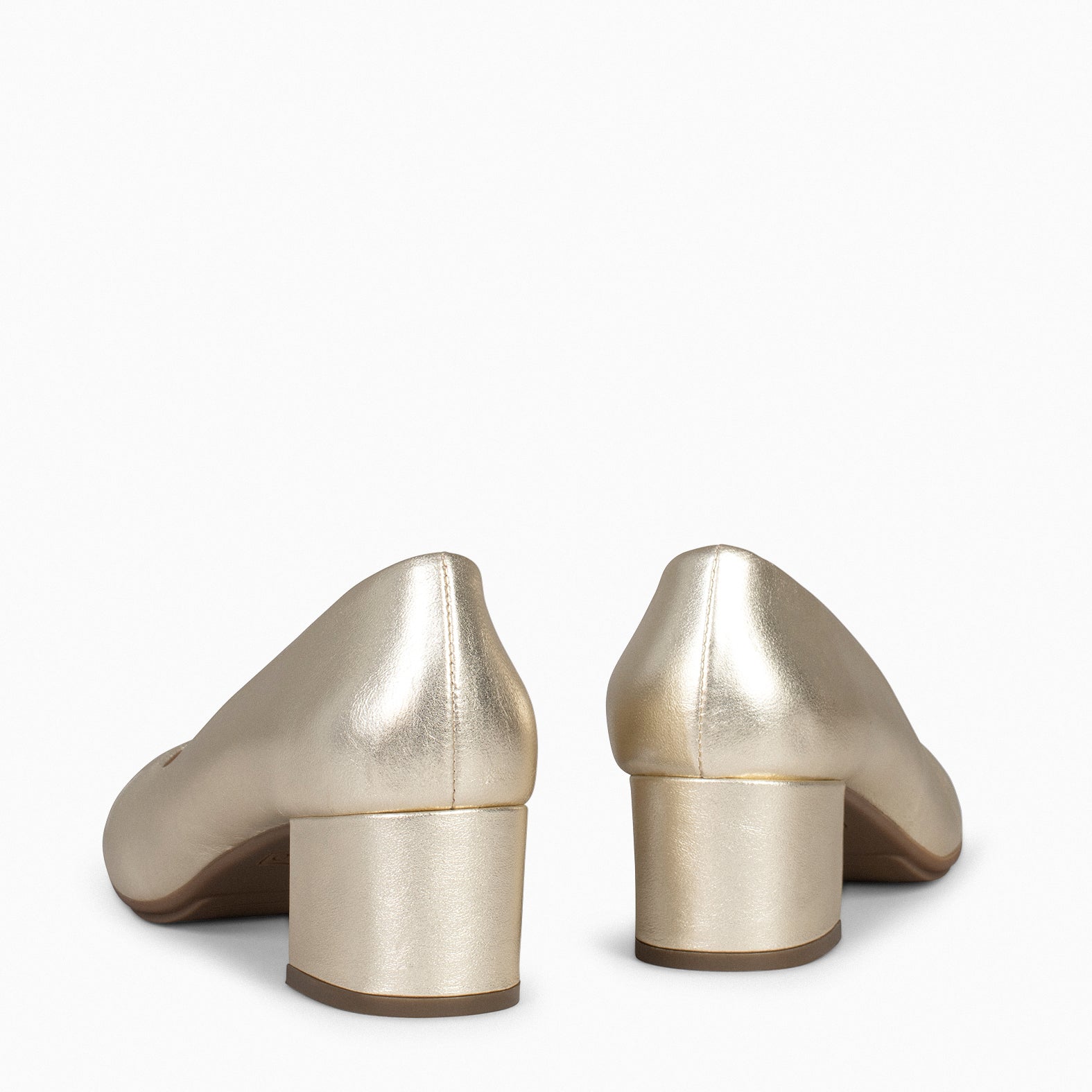 URBAN ROUND SPLASH – GOLDEN metallic nappa leather low heels