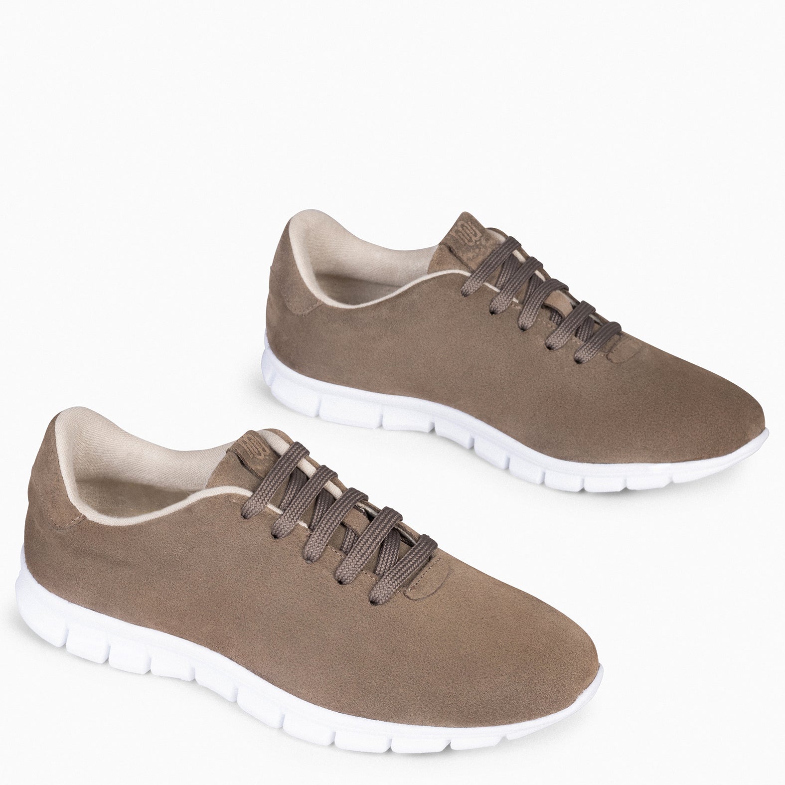 WALK – Baskets pour femme TAUPE extra légères en cuir hydrofuge