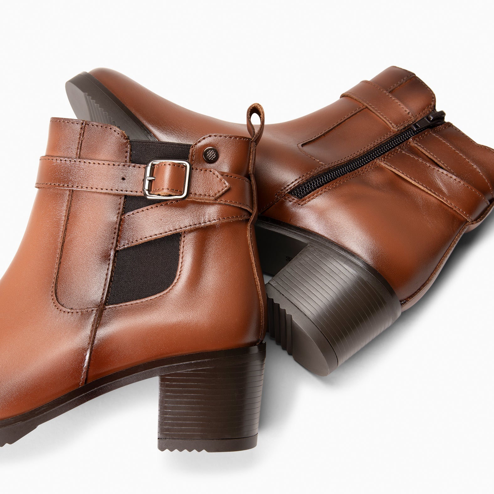 LEMY - Bottines élégantes en cuir CAMEL