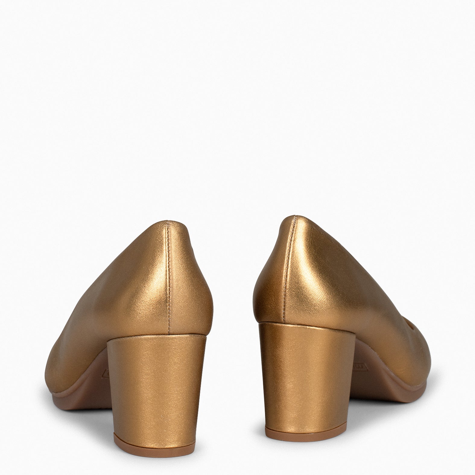 URBAN S SPLASH – BRONZE metallic leather mid heels