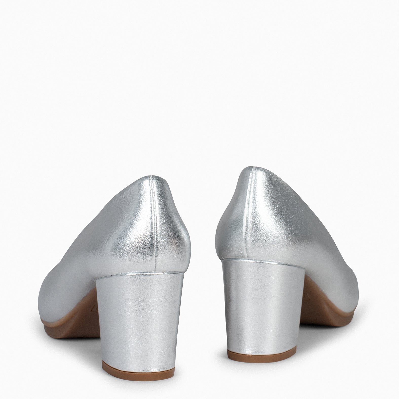 URBAN S SPLASH - SILVER METALLIC LEATHER MID HEELS