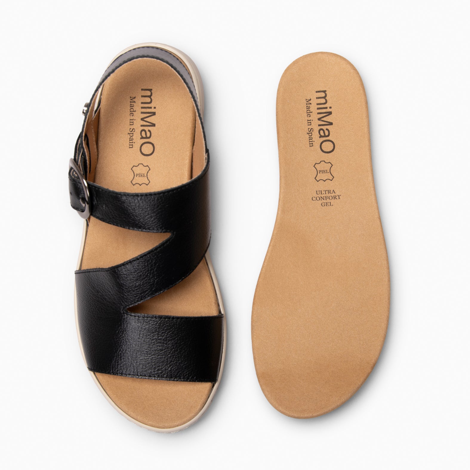 NATURA – Sandalias con plantilla Extraíble NEGRO