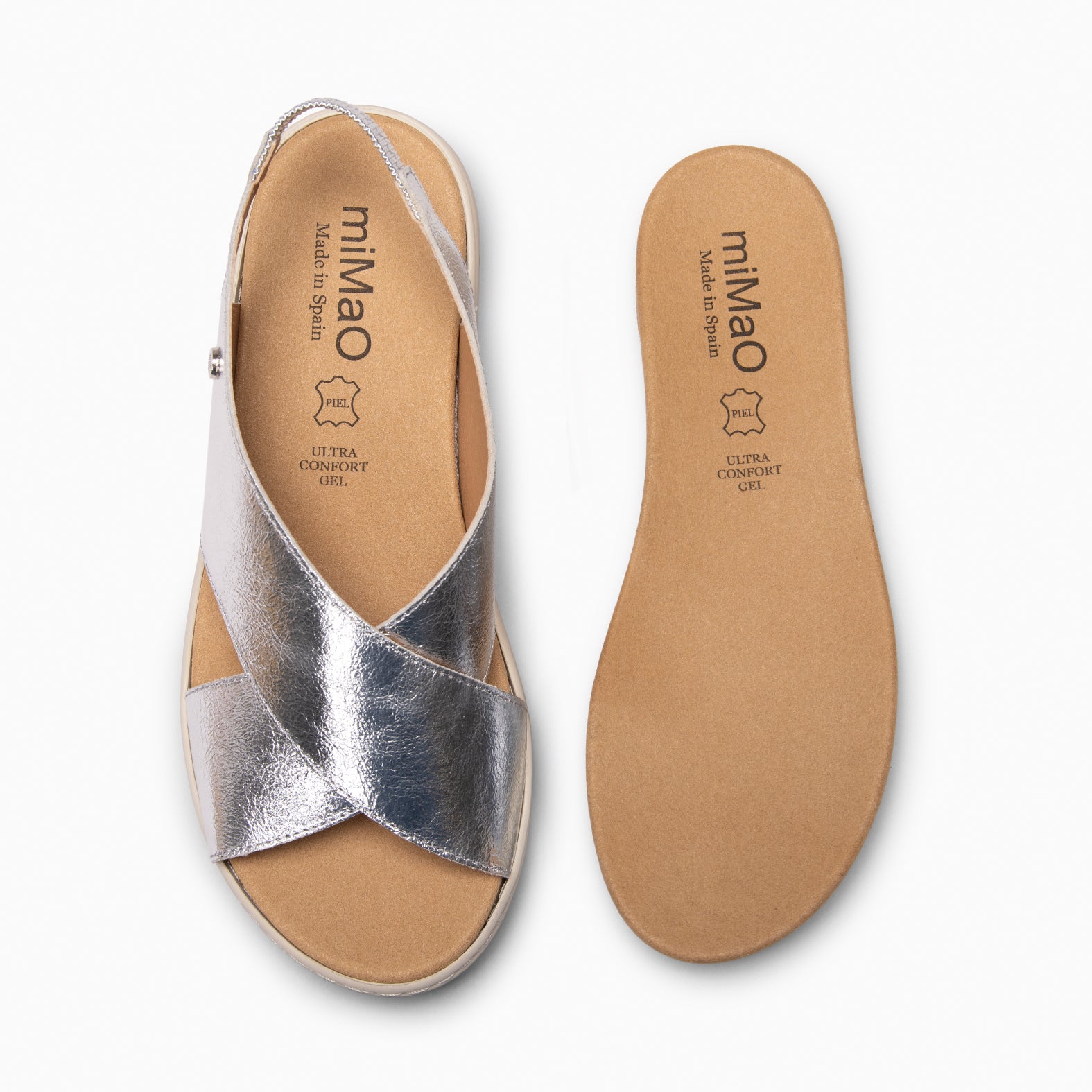 LUPÉ - Sandalias destalonadas con plantilla extraíble PLATA