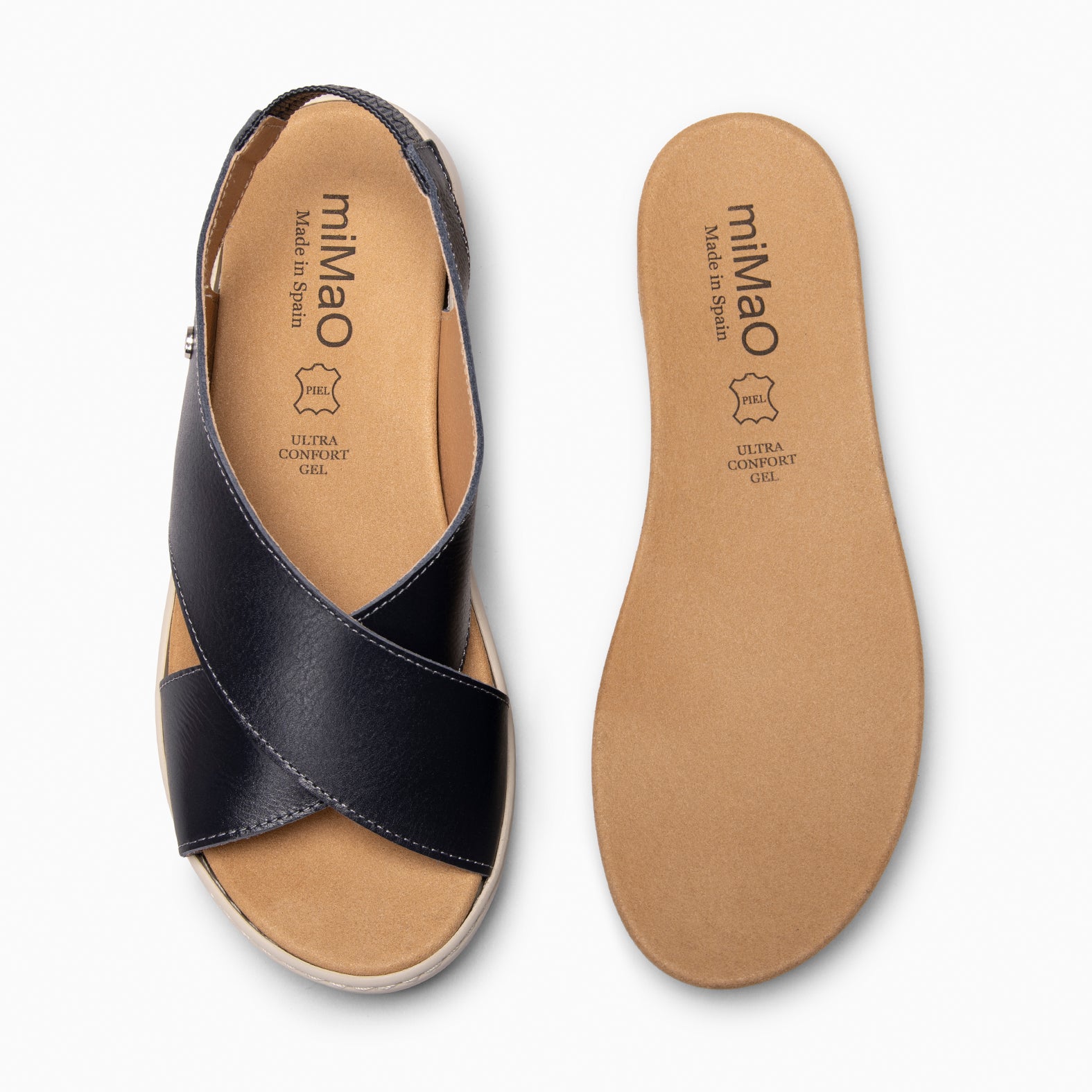 LUPÉ - Sandálias slingback com palmilha removível MARINHO