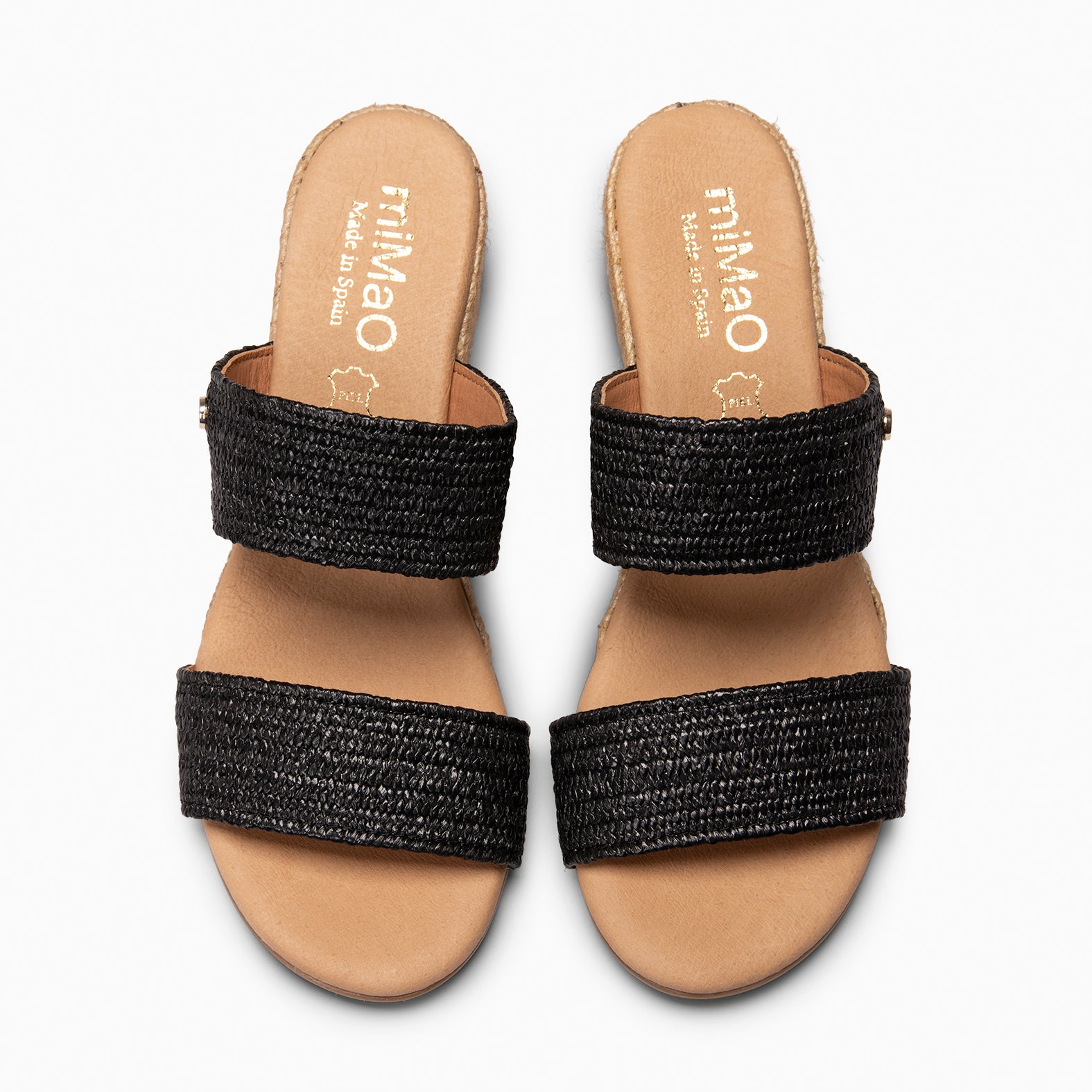 LIRA - Mules de cuña de esparto NEGRO