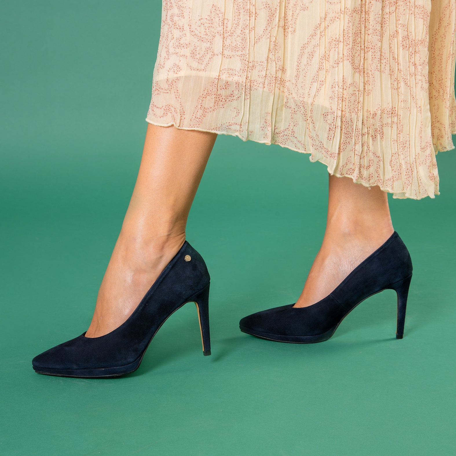 LAUREN – Zapato de tacón alto en piel MARINO