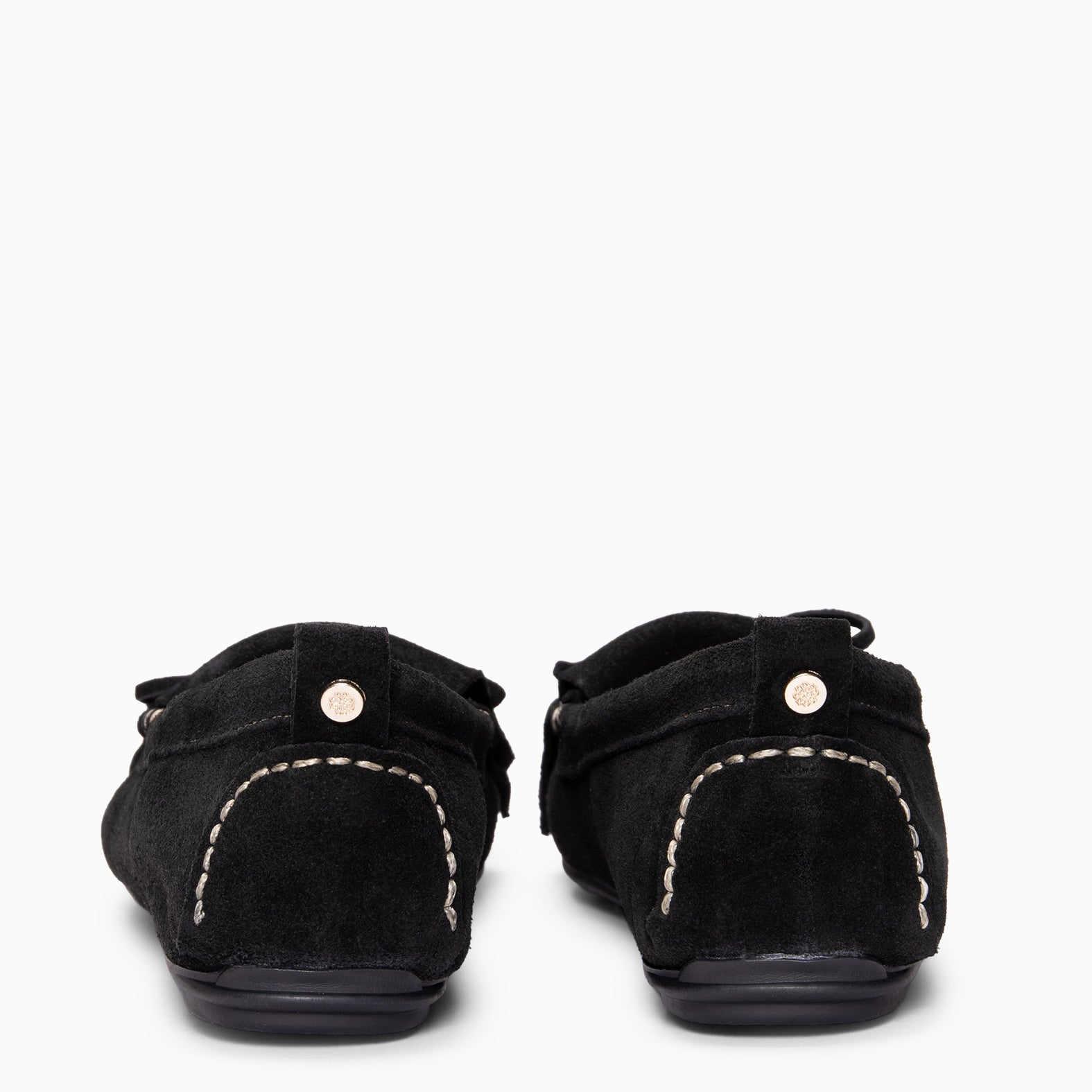 HABANA - Mocasines planos de ante con flecos y borlas NEGRO