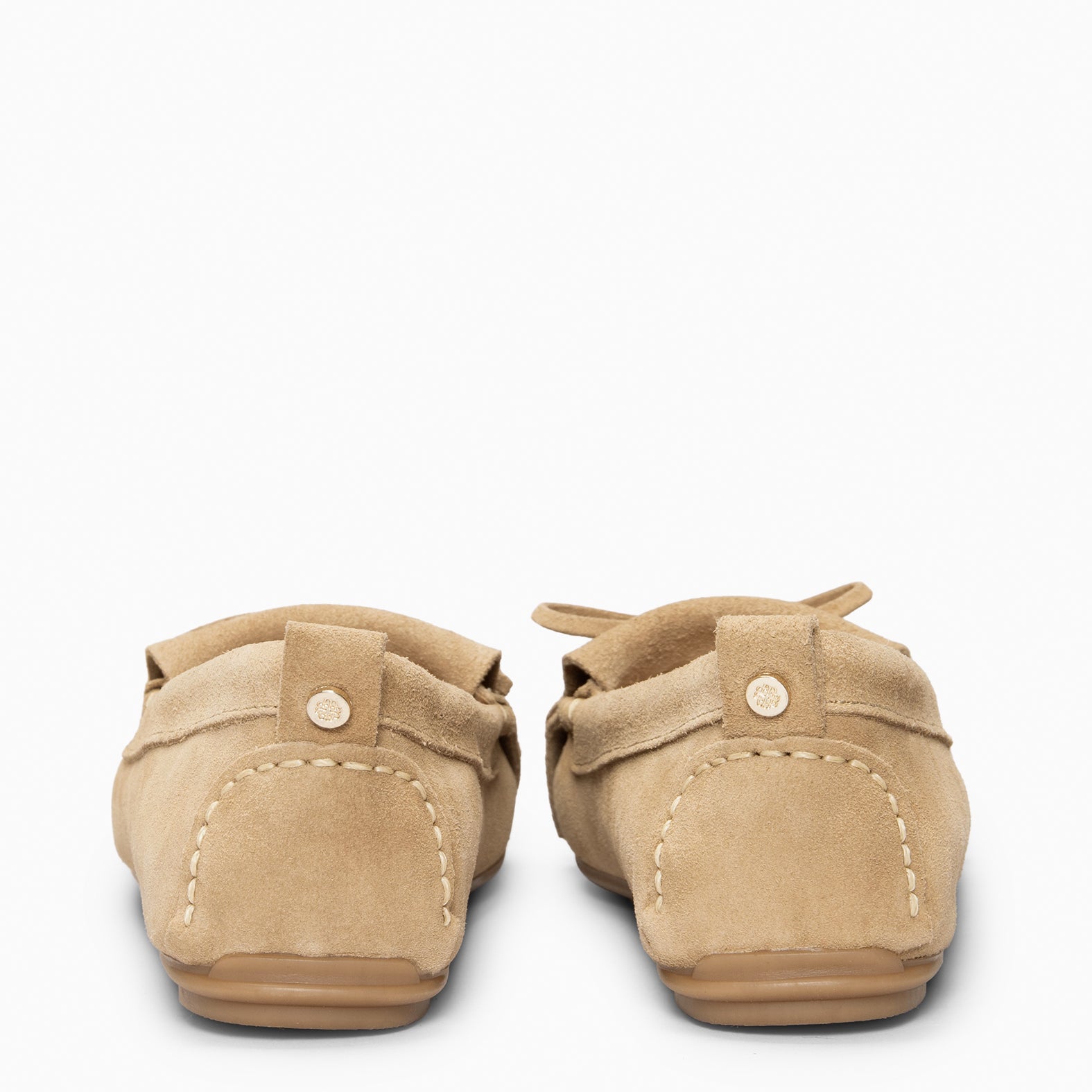HABANA - Mocasines planos de ante con flecos y borlas BEIGE