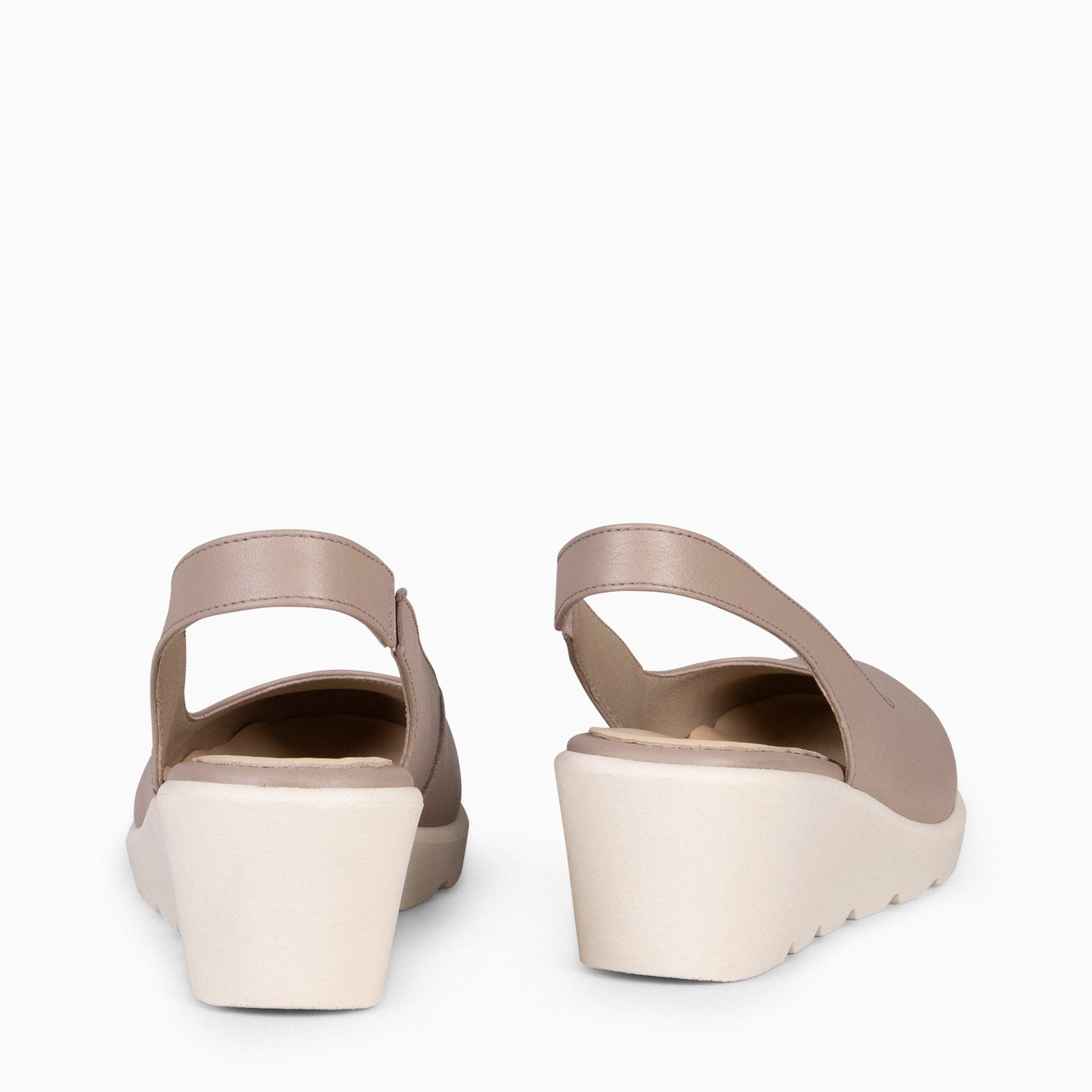 CLARISSE – TAUPE WEDGE SLINGBACK SHOES