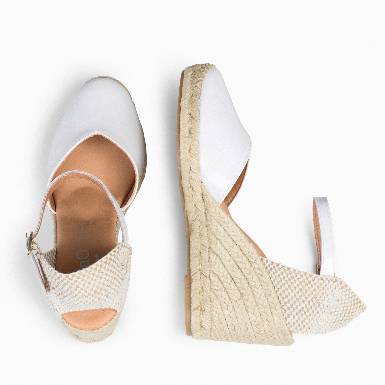 NERJA CHAROL - Espadrilles à talon haut en cuir vernis BLANC