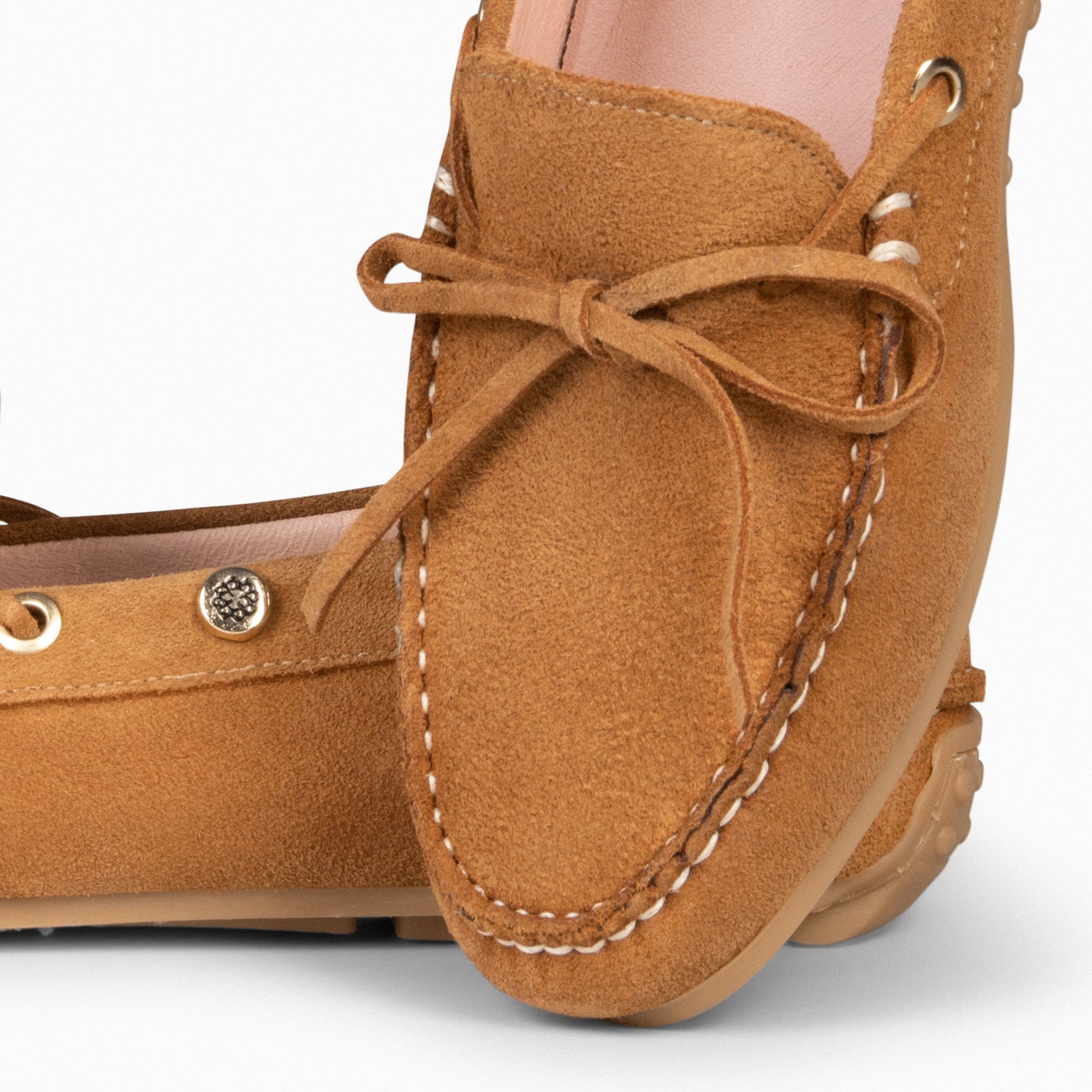 LACE – CAMEL moccasins with removable insole