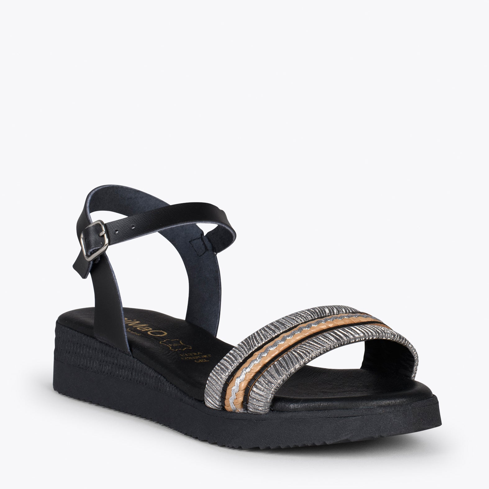 BENISSA – BLACK raffia flat sandals