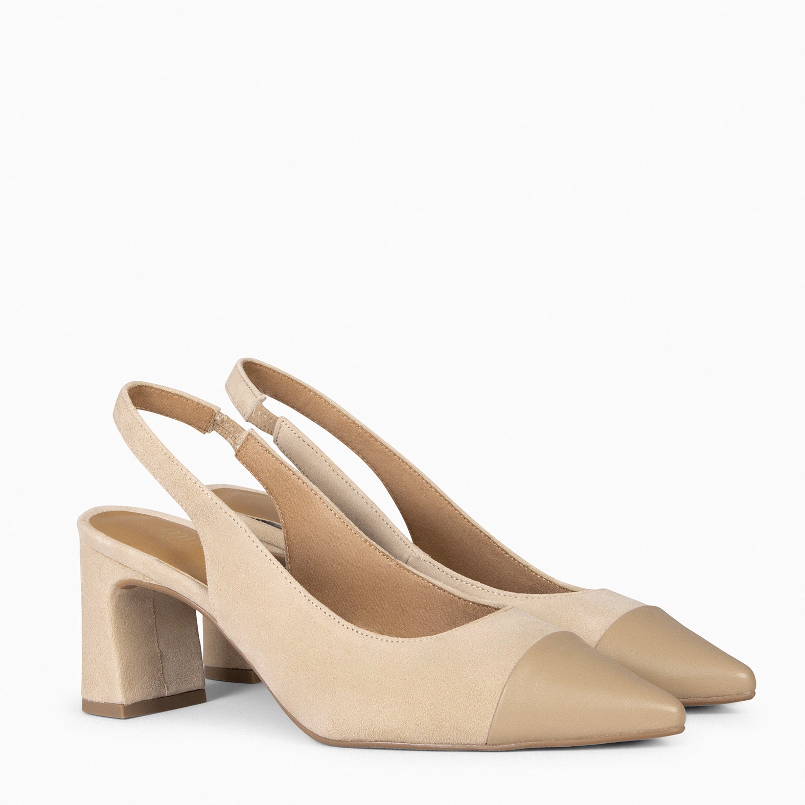 DIANA – Slingbacks à talon et bride élastique BEIGE