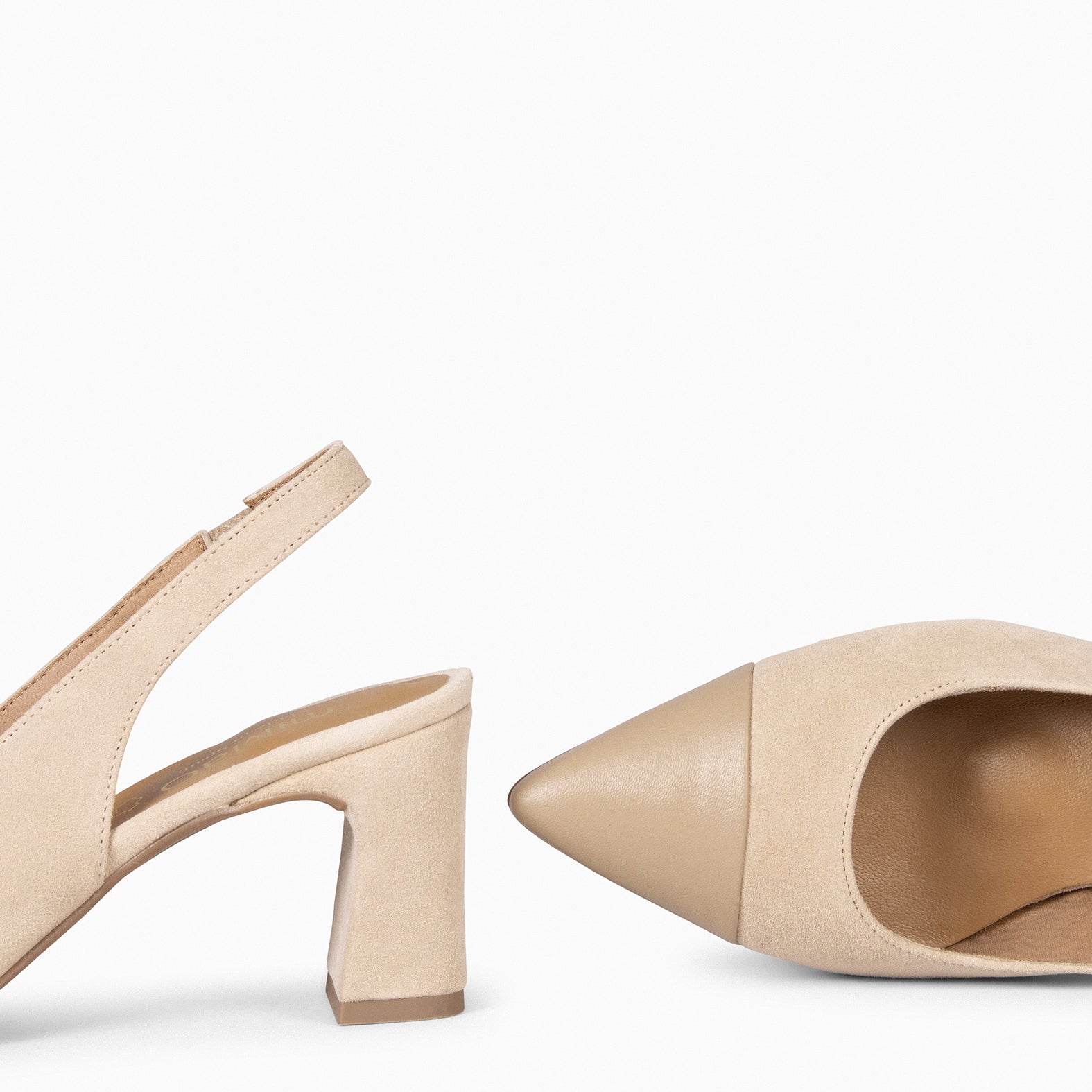 DIANA – Slingbacks à talon et bride élastique BEIGE