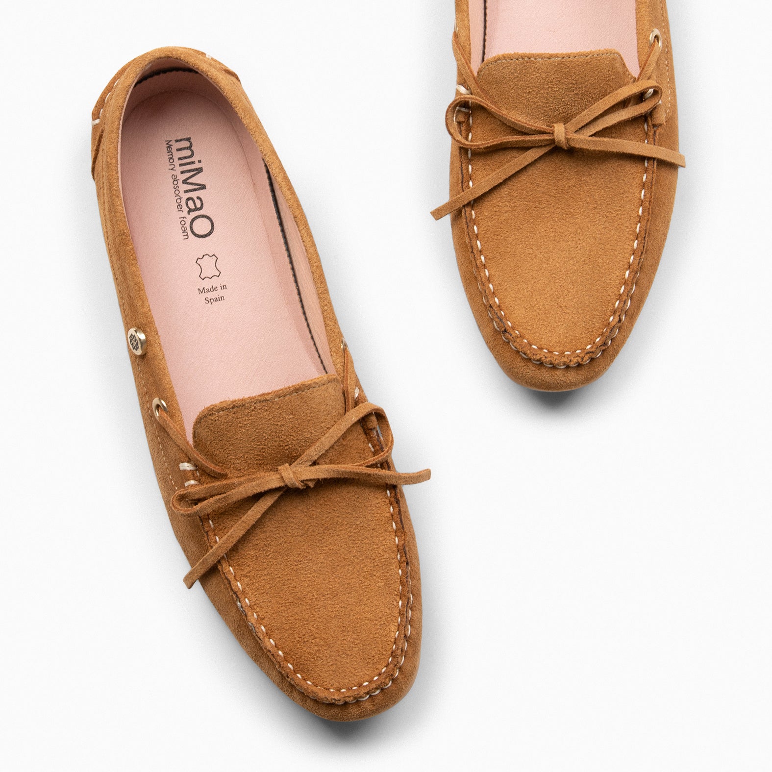 LACE – CAMEL moccasins with removable insole