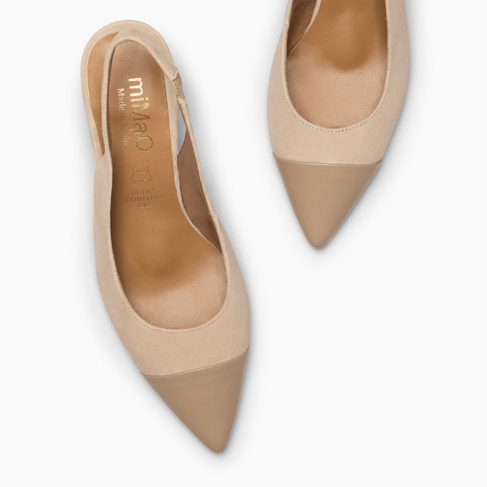 DIANA – Slingbacks à talon et bride élastique BEIGE