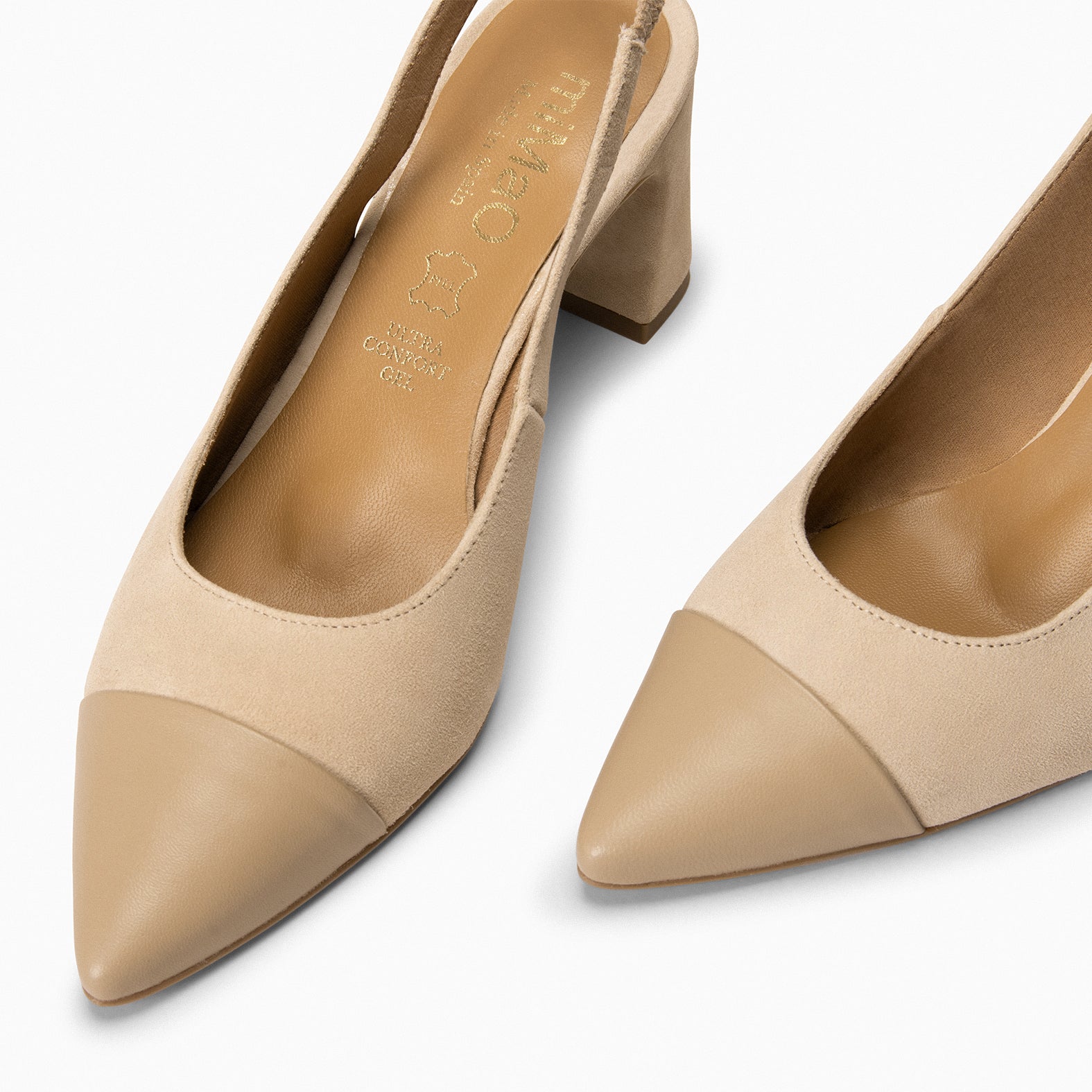 DIANA – Slingbacks à talon et bride élastique BEIGE