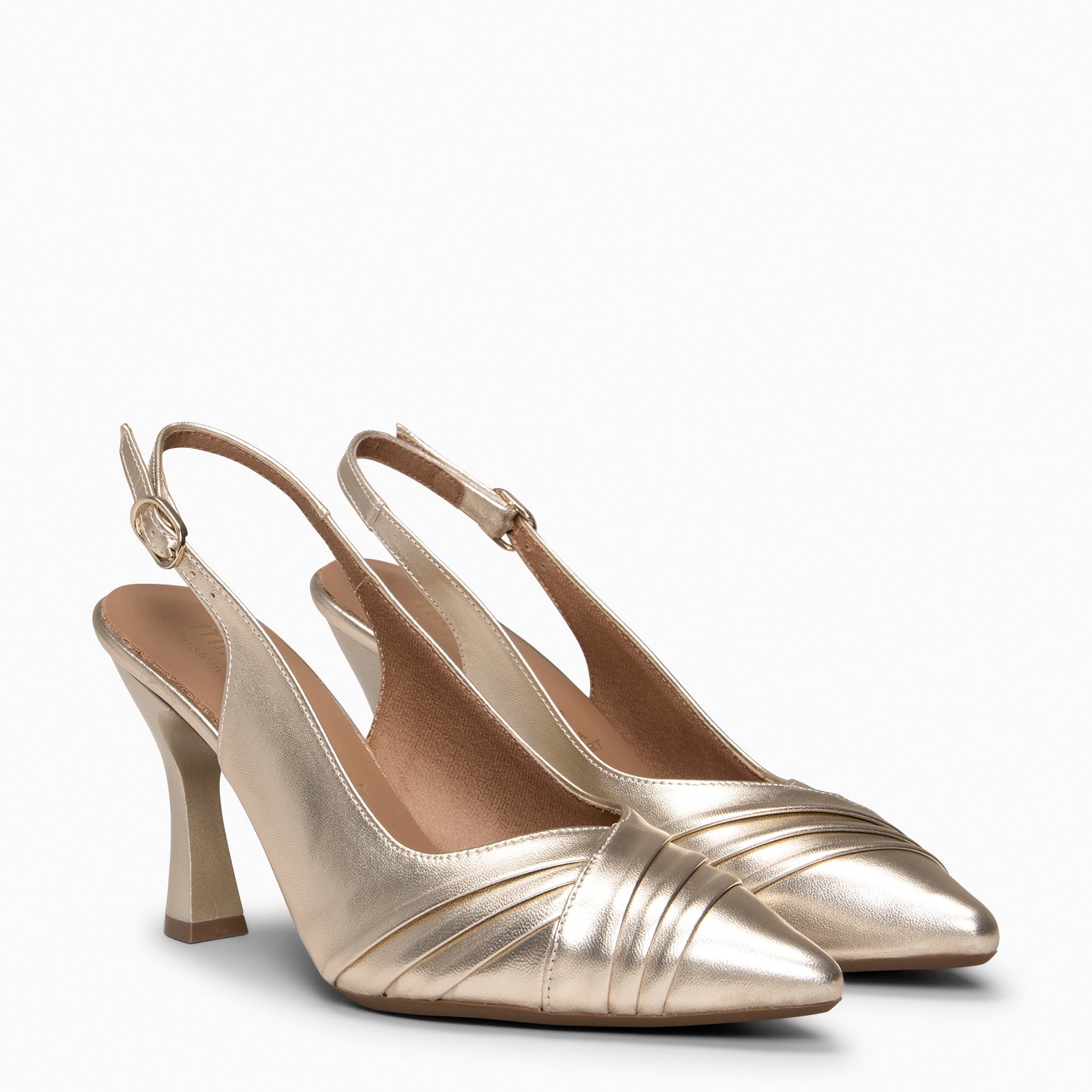 CARLA – Zapato de tacón alto destalonado PLATINO