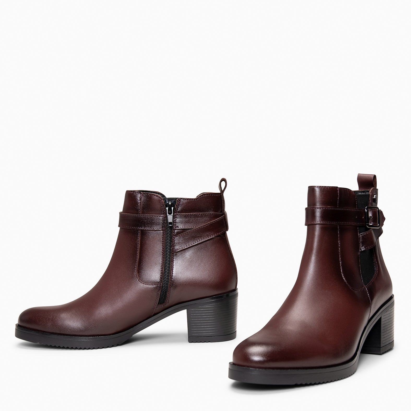 LEMY - Bottines élégantes en cuir BORDEAUX