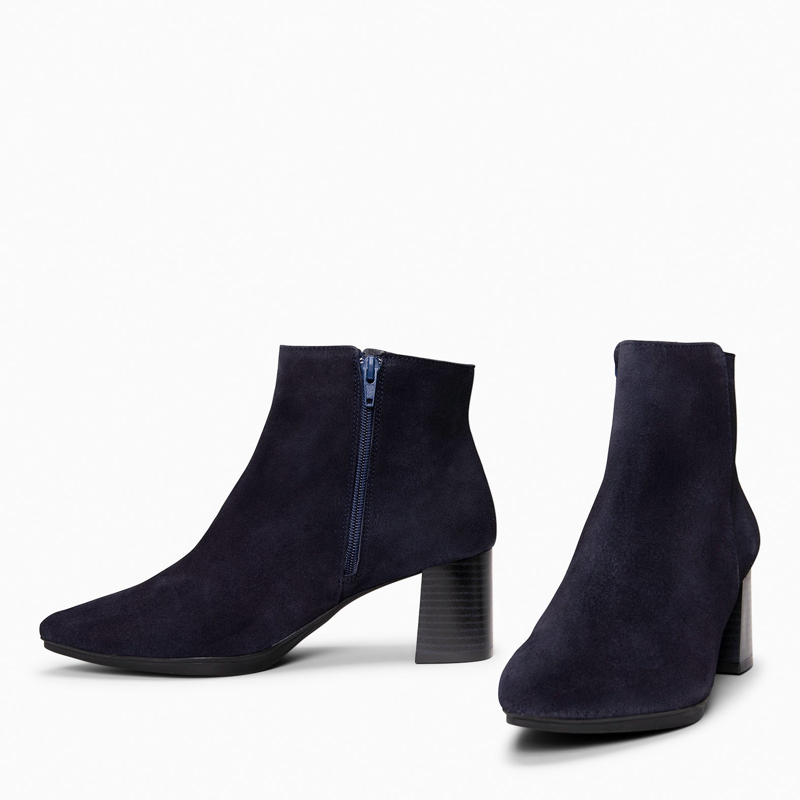 CITY - Botines de tacón ancho y punta fina MARINO