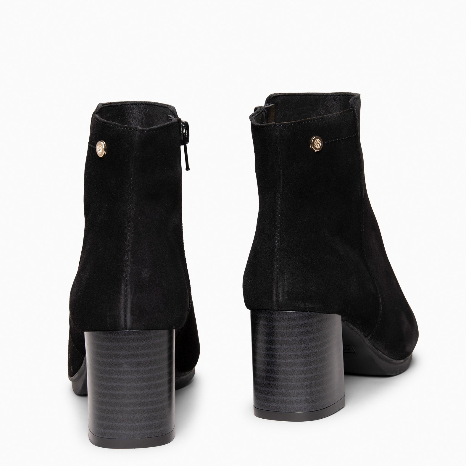 CITY - Botines de tacón ancho y punta fina NEGRO