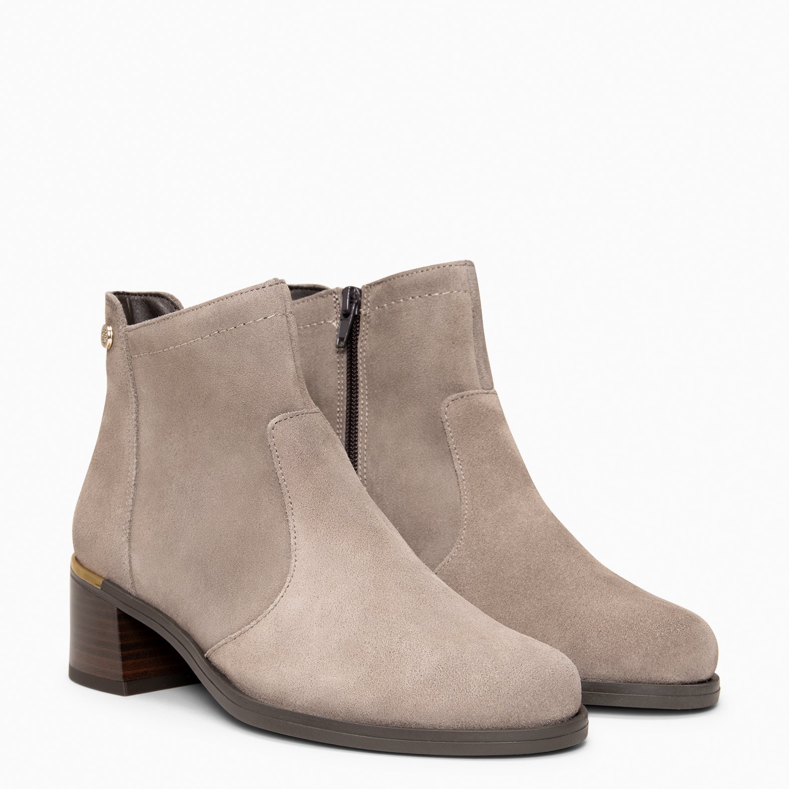 NIXIE – botines de tacón bajo para mujer TAUPE