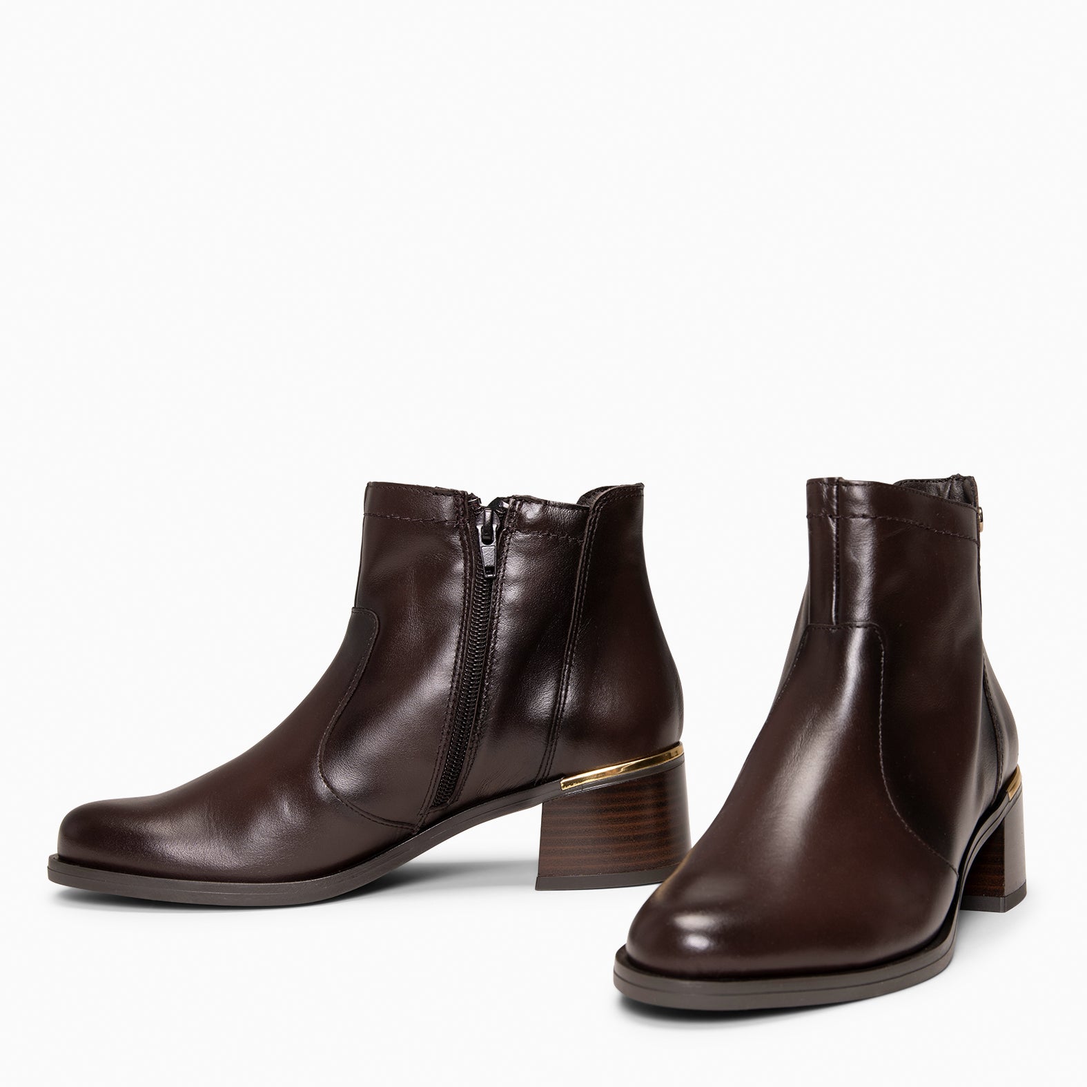 NIXIE – botines de tacón bajo para mujer MARRON