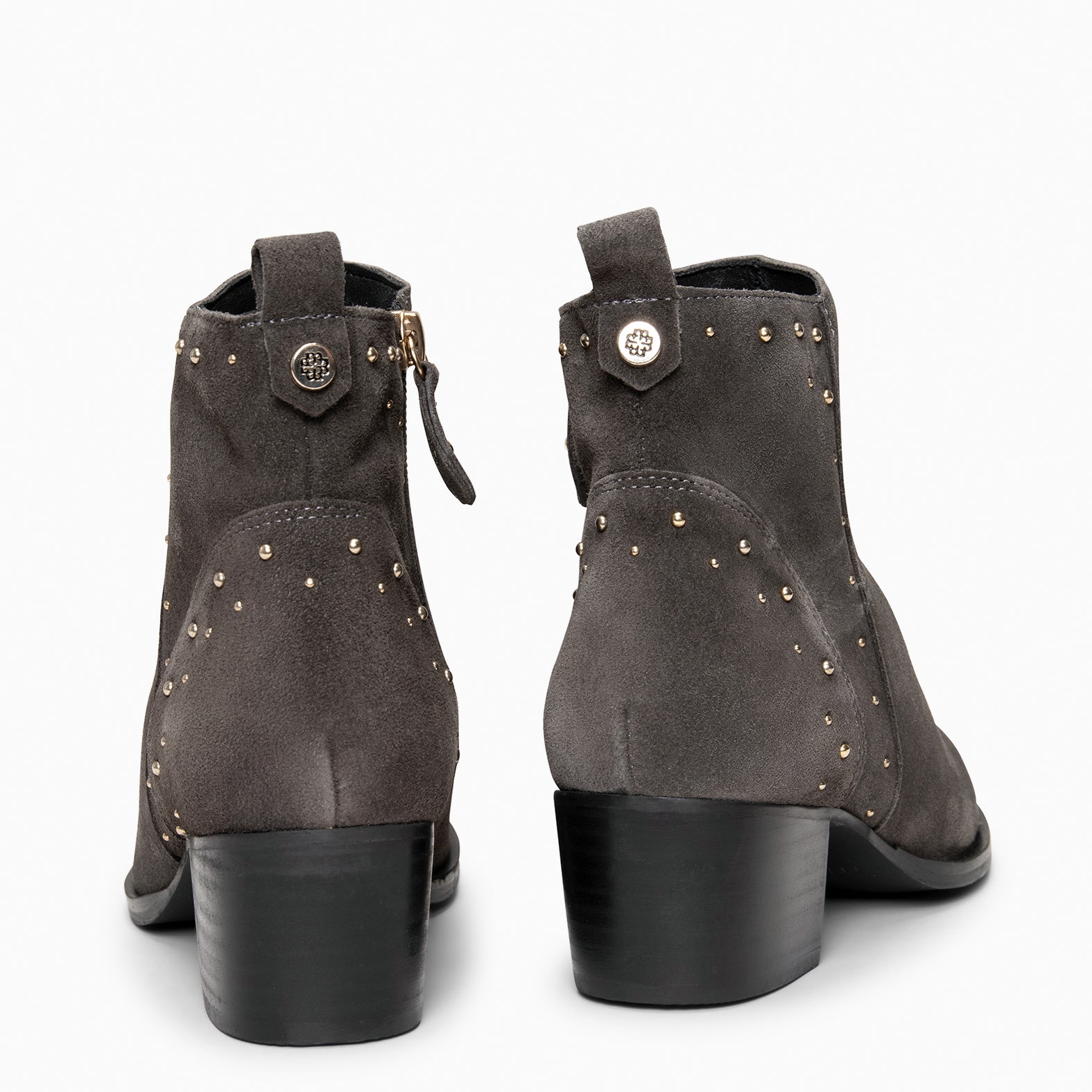 DUSTY – Botines de serraje con tachas GRIS