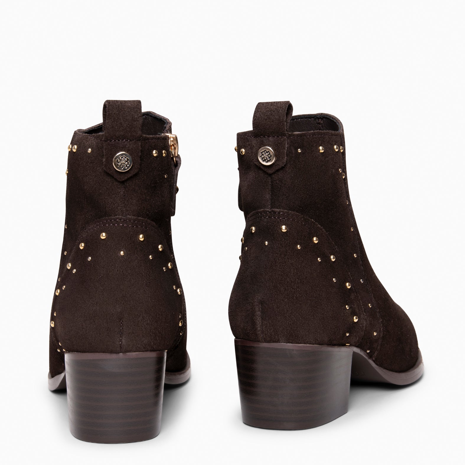 DUSTY - botins em pele rachada com tachas CASTANHO