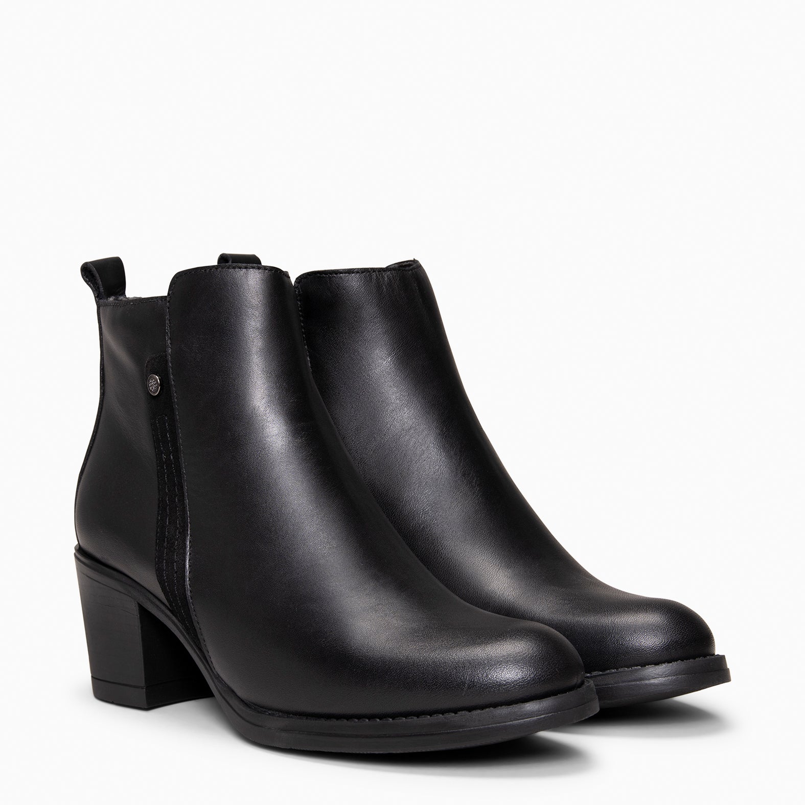 MONTSE – Botín de tacón ancho de piel NEGRO