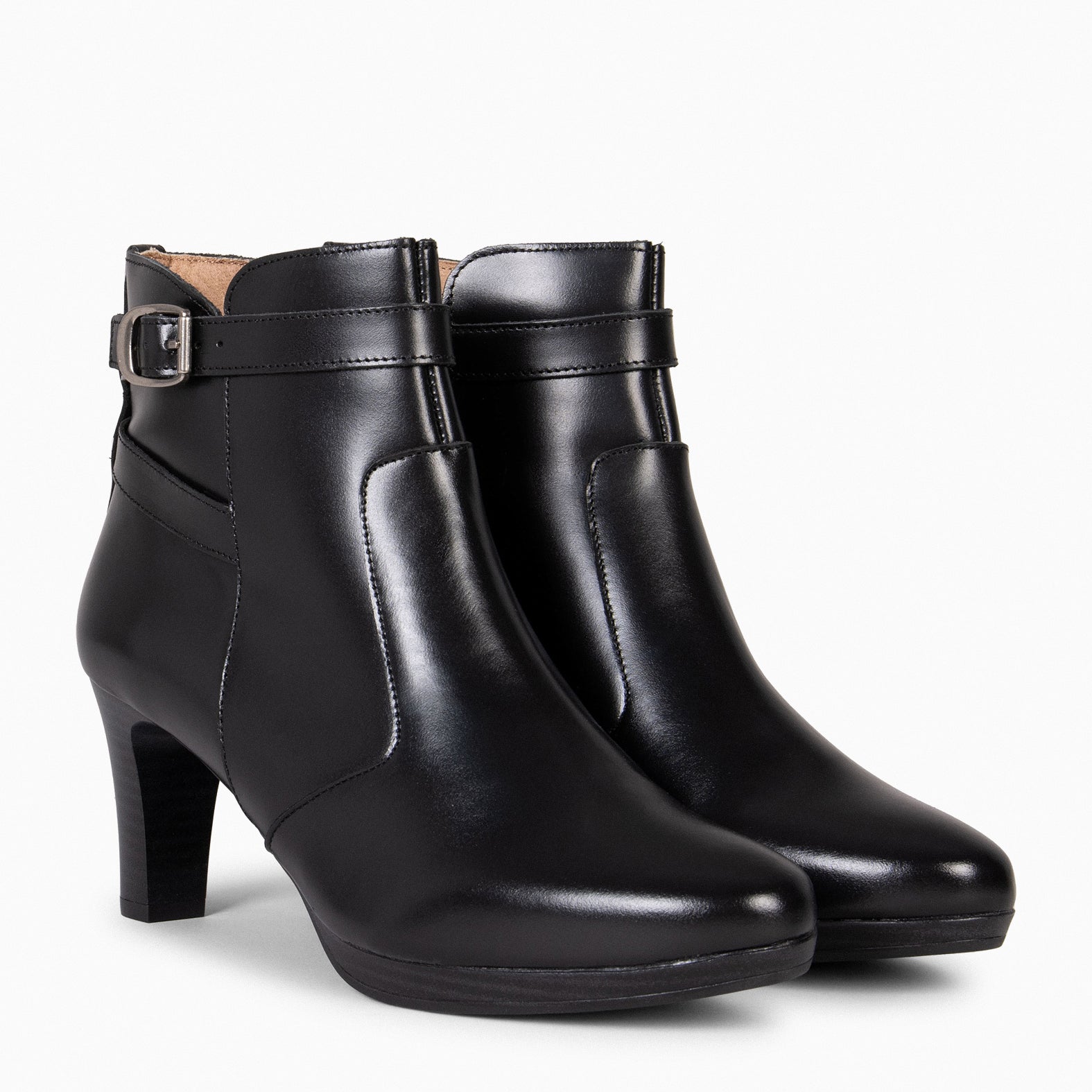 MILAN – BLACK Booties with heel and strap